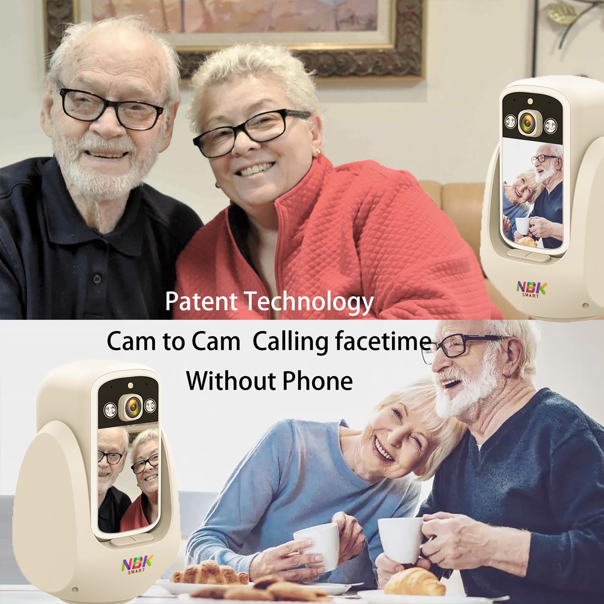 NBKsmart 2 Way Camera, 2.8Screen Pan/Tilt WiFi AI Motion Detection Indoor for Pet/Puppy/Cat/Dog with Phone App Control, Home C