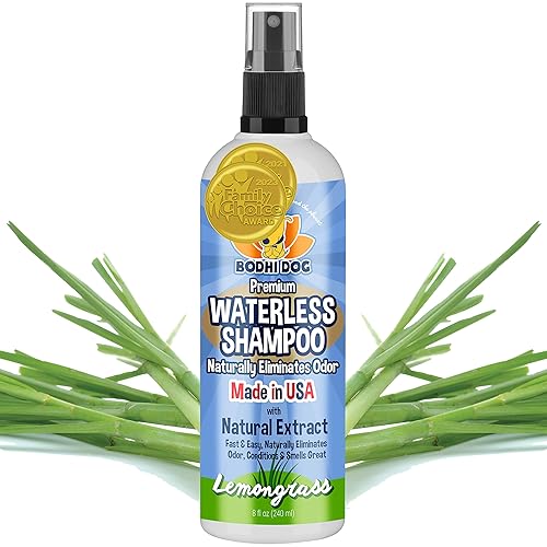 New Waterless Dog Shampoo | Natural Dry Shampoo For Dogs Or Cats No Rinse Required | Made With Natural Extracts | Vet Approved Treatment - Made In Usa (Lemongrass, 8 Fl Oz)