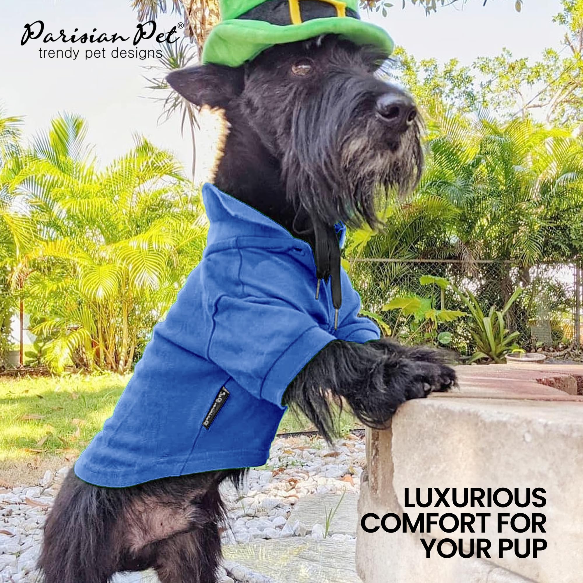 Parisian Pet Dog Polo Shirts - Breathable Cotton Shirt - Solid Blue, Summer Pullover - Button Up Collar Polo For Medium Dogs