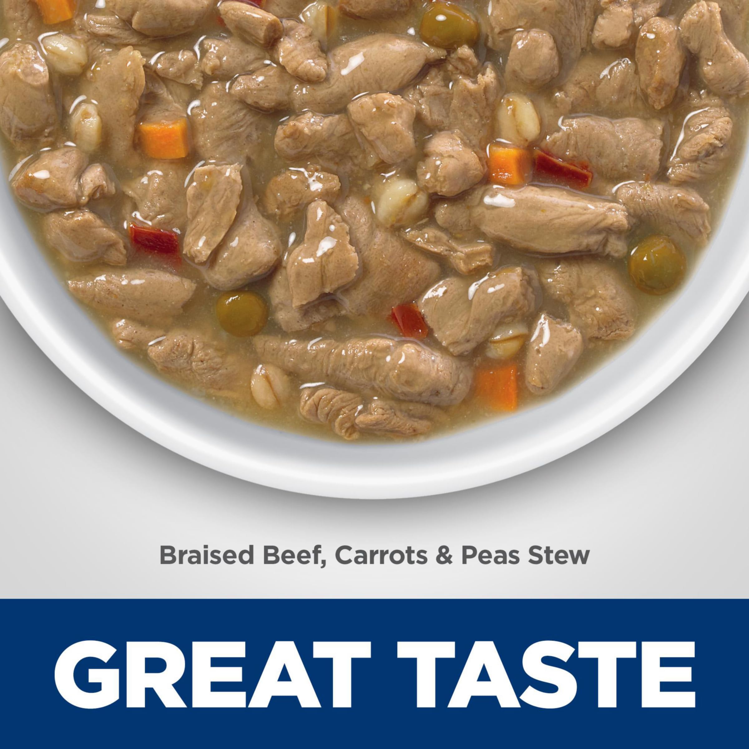 Hills Science Diet Healthy Cuisine, Senior Adult 7+, Senior Premium Nutrition, Wet Dog Food, Braised Beef, Carrots & Peas Stew,