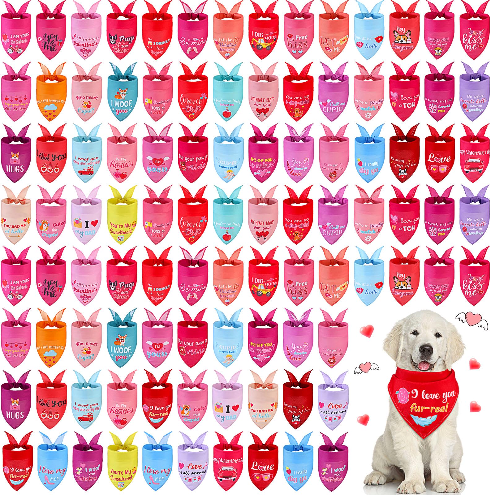 Clysee 100 Pcs Dog Bandana Bulk With Sayings Pet Triangle Scarf Bibs Washable Puppy Kerchief Adjustable Grooming Supplies For Sm