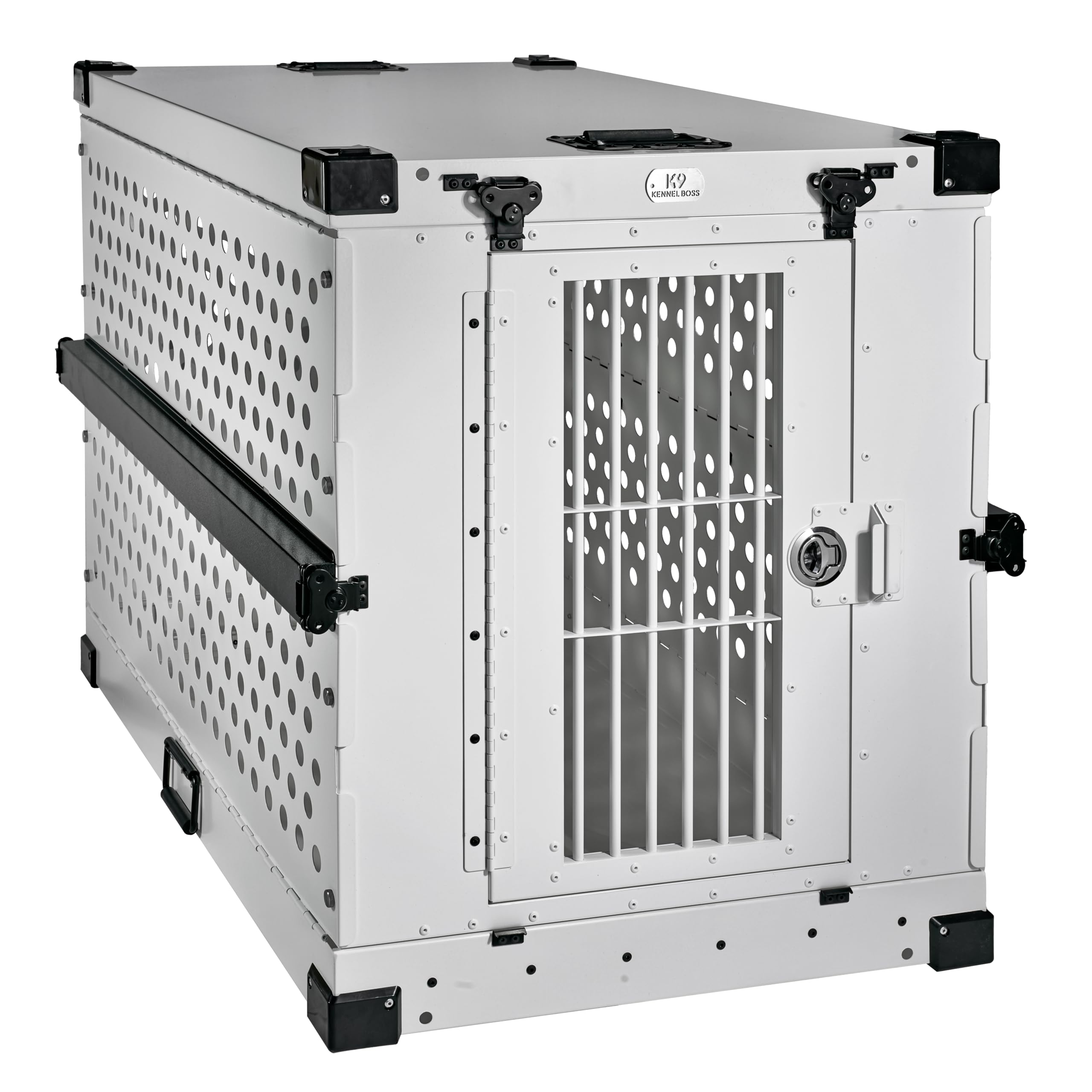 K9 Kennel Boss - Heavy Duty Fully Collapsible Powder-Coated Aluminum Dog Crate - Large (White)