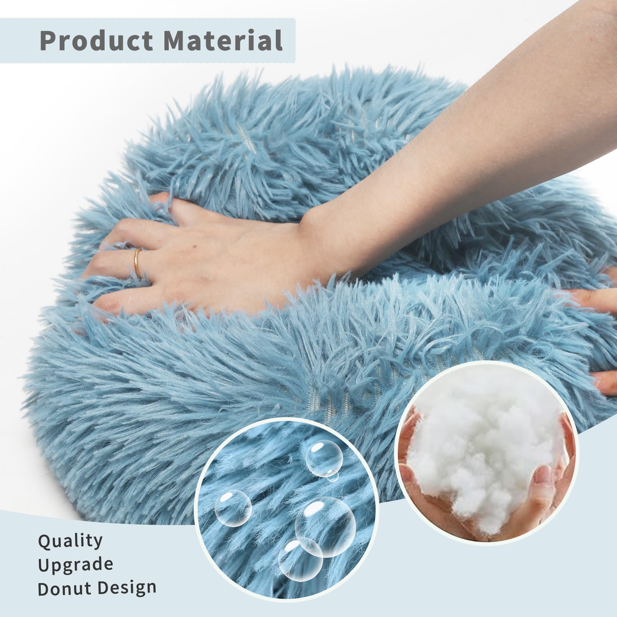 wrkfree Chinchilla Bed Blue for Cage Fluffy Round Beds for Small Animals Washable Anti Slip