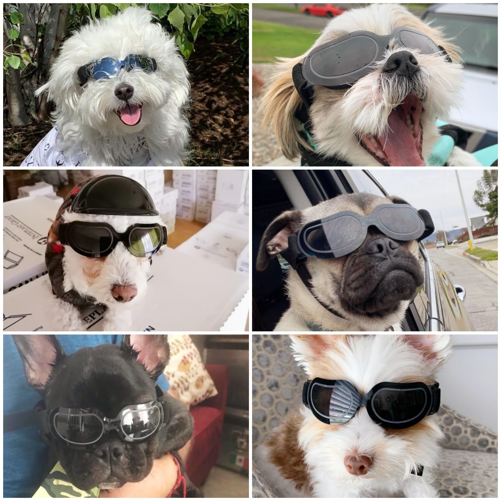 Enjoying Dog Sunglasses Small Breed, Anti-Uv Goggles For Dogs Small Breed, Rides Doggy Goggles, Impact/Wind/Dust Proof Dog Glasses For Small Dogs Eye Protective, Cool Black