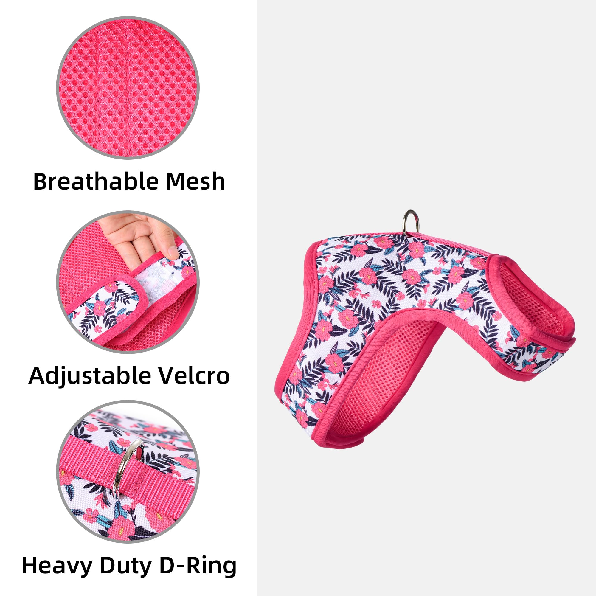 Mile High Life | Easy Get On Air Mesh Vest Harness | Spring Floral Collection | Adjustable Easy Closures Both Neck And Chest |20 Lbs Small Dogs & Cats | Peony S| S Chest Size (16'-18')