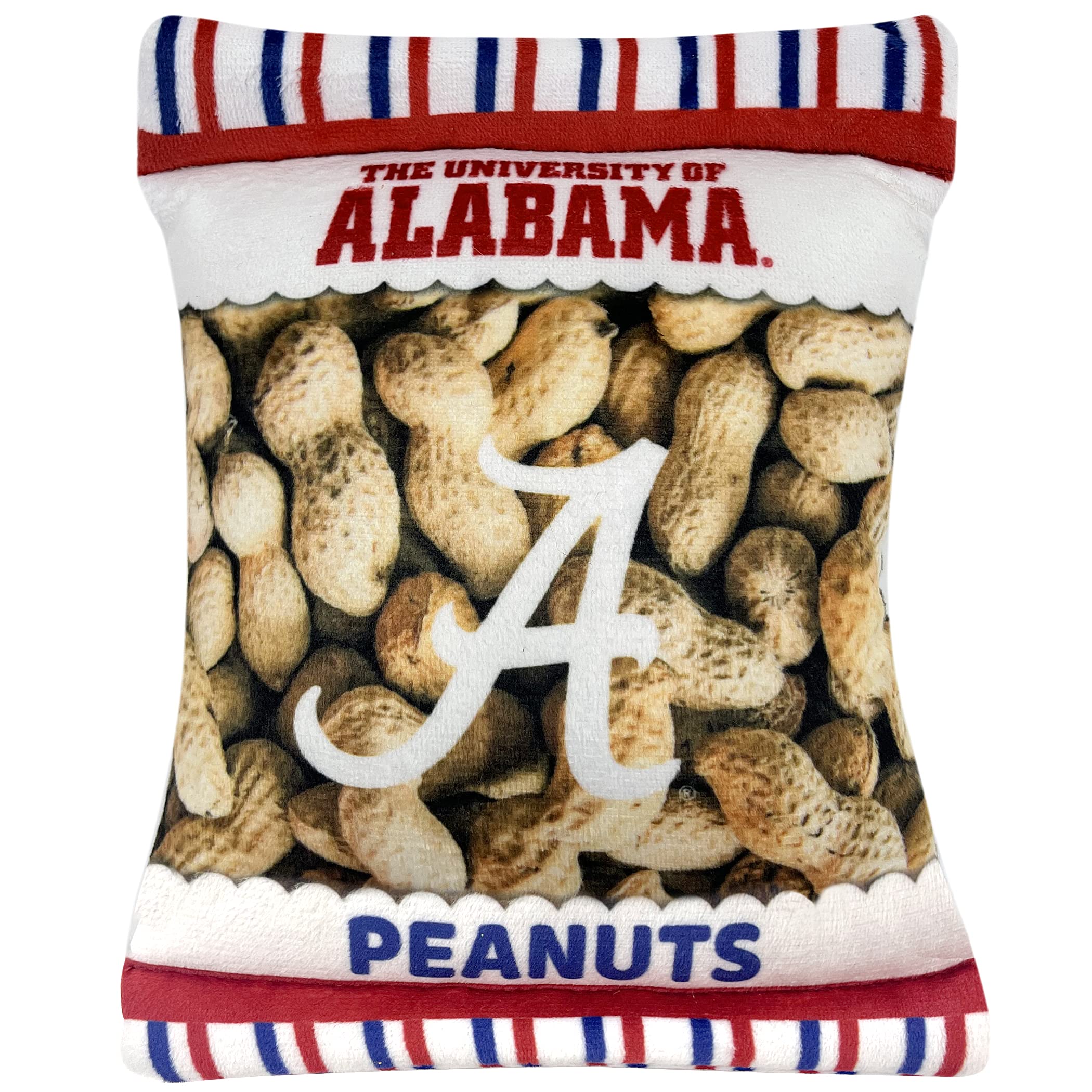 Pets First Ncaa Alabama Crimson Tide Crinkle Fine Plush Dog & Cat Squeak Toy- Cutest Stadium Peanuts Snack Toy For Dogs & Cats W