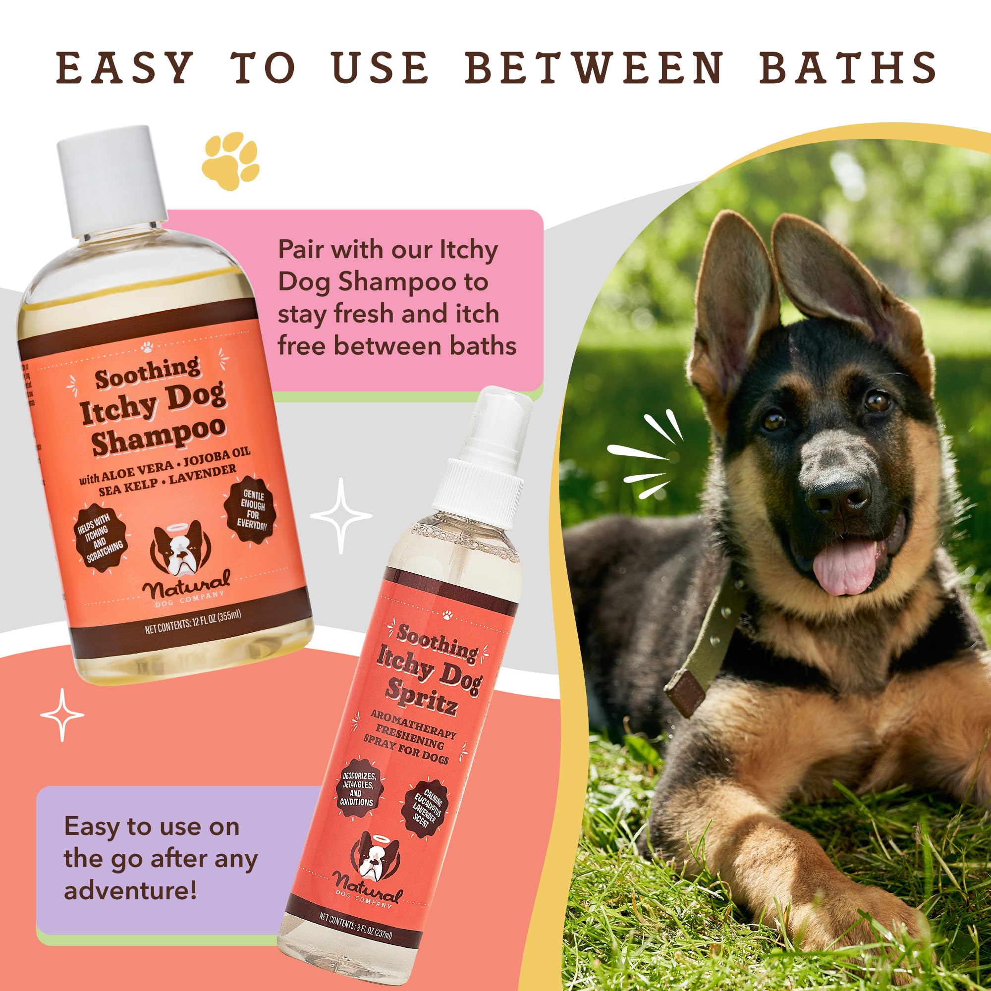 Natural Dog Company Dog Spray Deodorizer Perfume - Itchy Dog Spritz: Ideal Paired With Itchy Dog Shampoo, Long Lasting Dog Perfume, 8 Oz Bottle