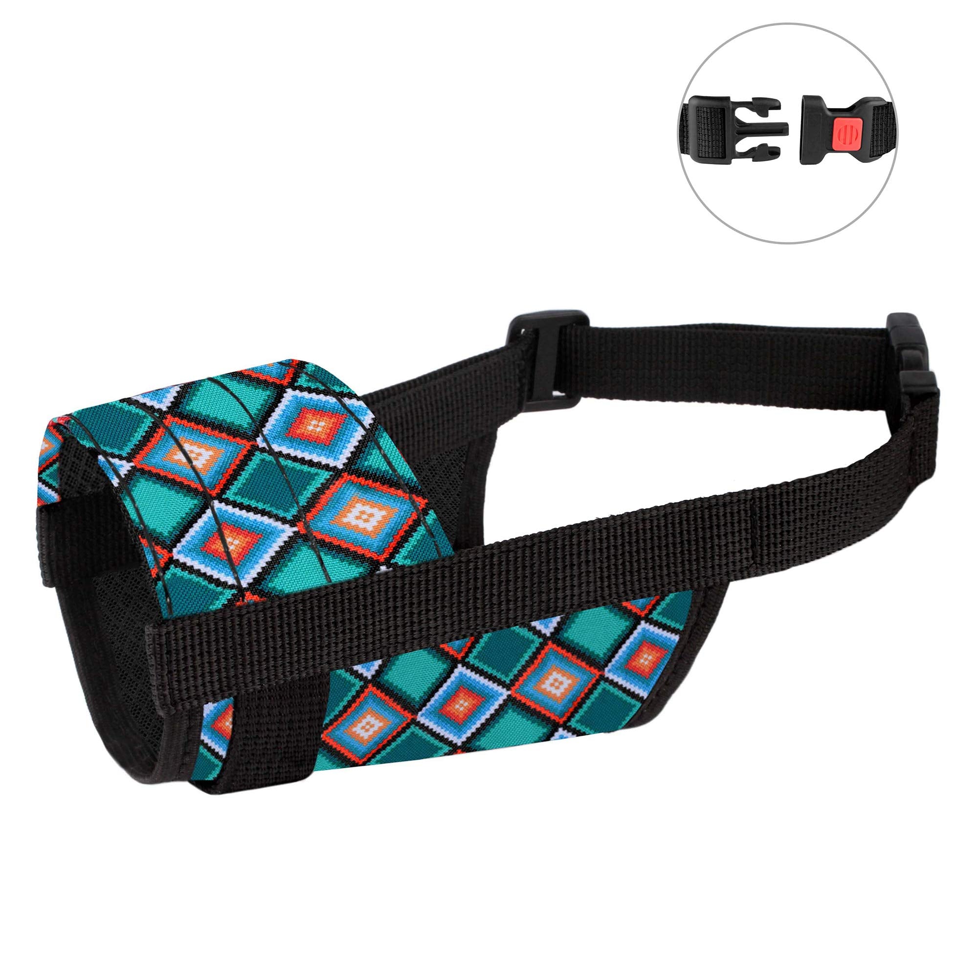 Collardirect Dog Muzzle - Adjustable Soft Breathable Tribal Nylon Dog Mouth Guard Cover For Small, Medium And Large Dogs, Anti C