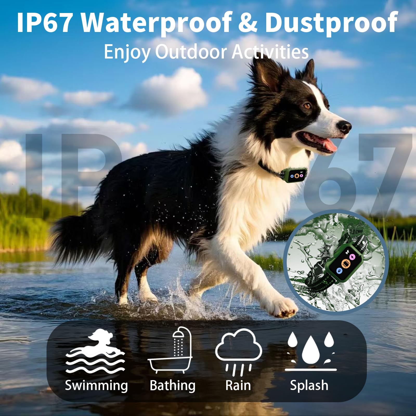 Dog Shock Collar With Remote Control - Upgraded 5 Training Modes With Step Counting & Light Dog Training Collar 3300Ft Ip67 Wate