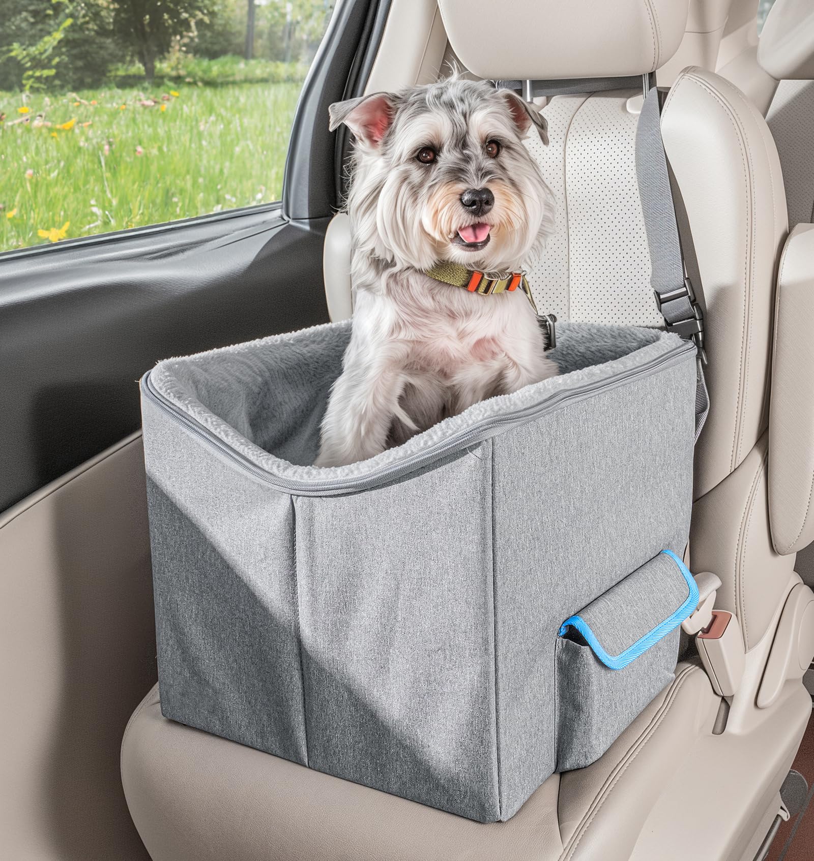 Unicitii Lookout Pet Car Booster Seat For Small Dogs, Bucket Booster Pet Seat, Elevated Dog Booster Car Seat, Lookout Dog Car Seat For Small Dogs