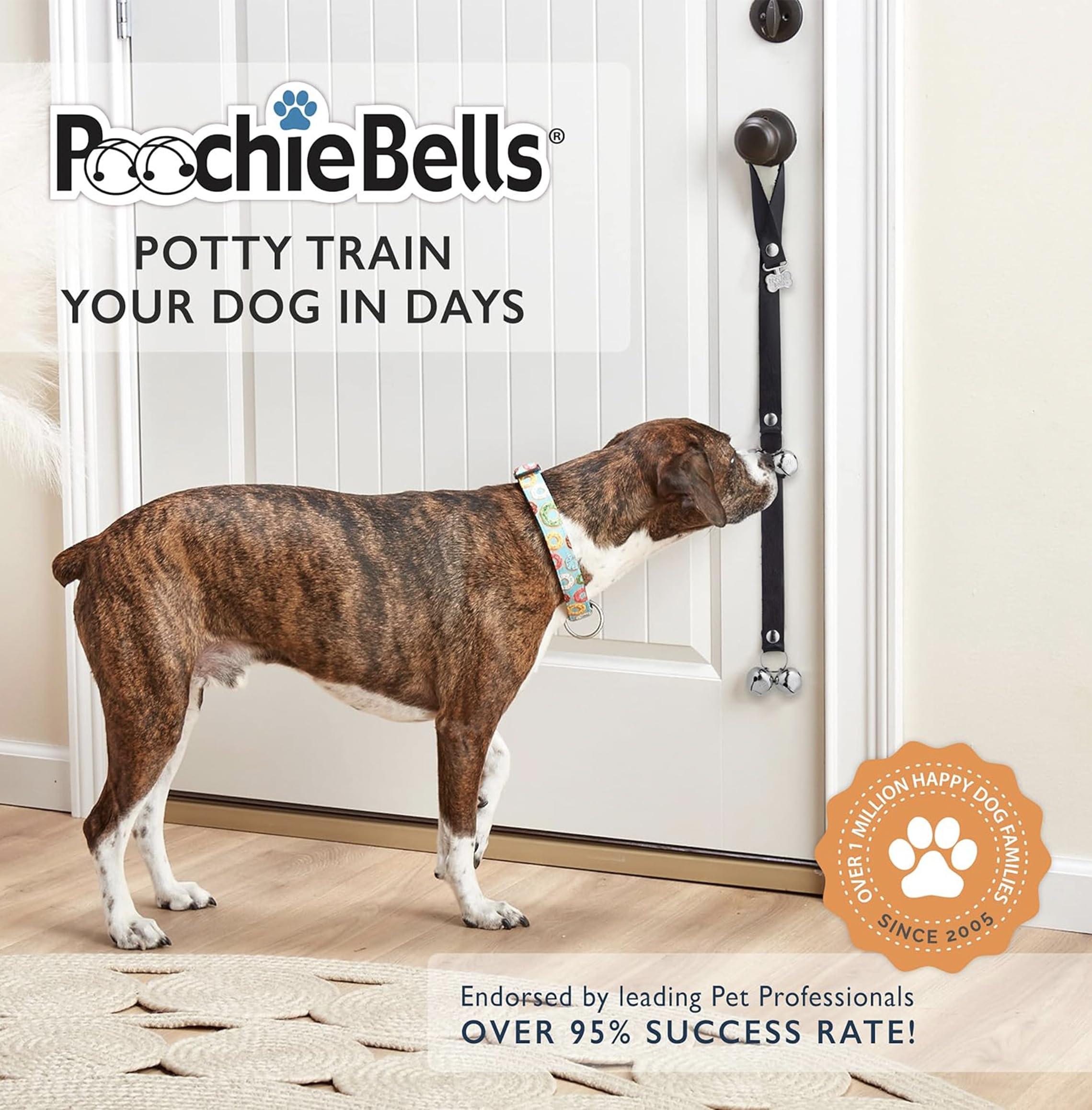 Poochiebells Handcrafted Dog Doorbell For Potty Training, Easy & Quick, Doggie-Safe Usa-Made Dog Doorbell W/Perfect Sound, Train