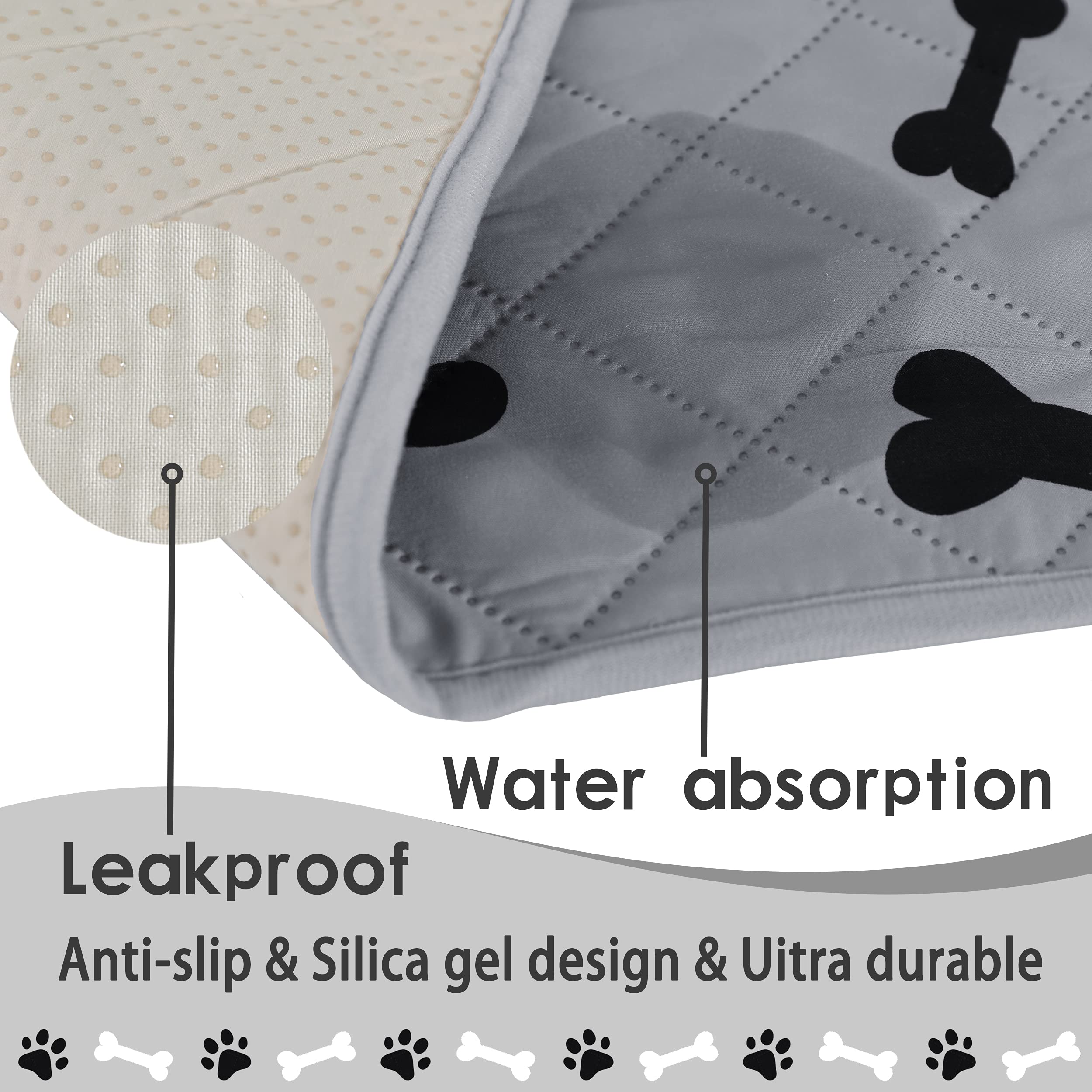 Dog Crate Pee Pads - Wahable Dog Rugs Non-Slip Puppy Pads For Small Dogs, Water Absorb Training Pads (2740 Gray)