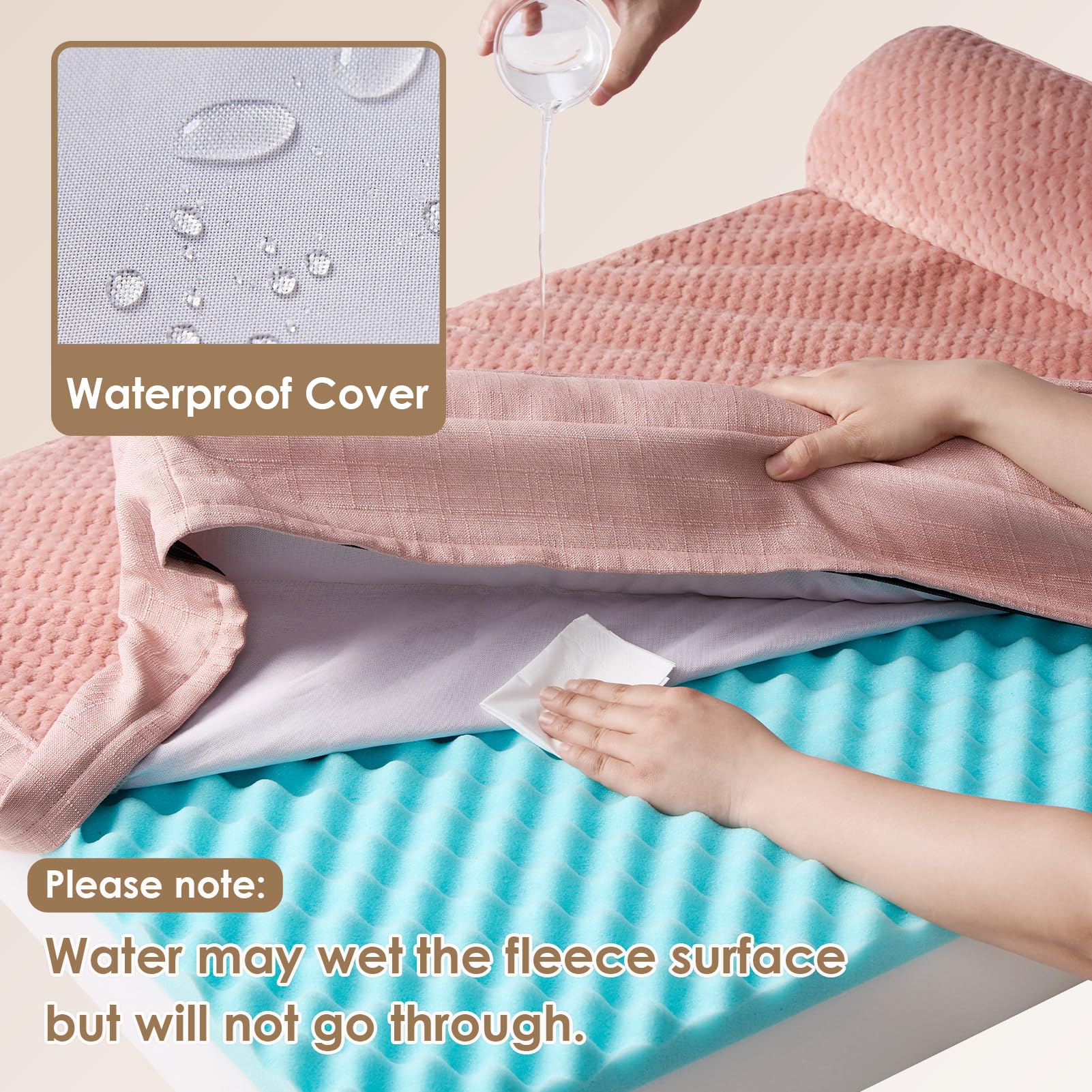 Eheyciga Xl Memory Foam Dog Bed, Orthopedic Dog Beds For Extra Large Dogs, Waterproof Egg Crate Dog Couch Bed With Washable Removable Cover And Non-Slip Bottom, L Shaped Dog Bed, Dusty Pink
