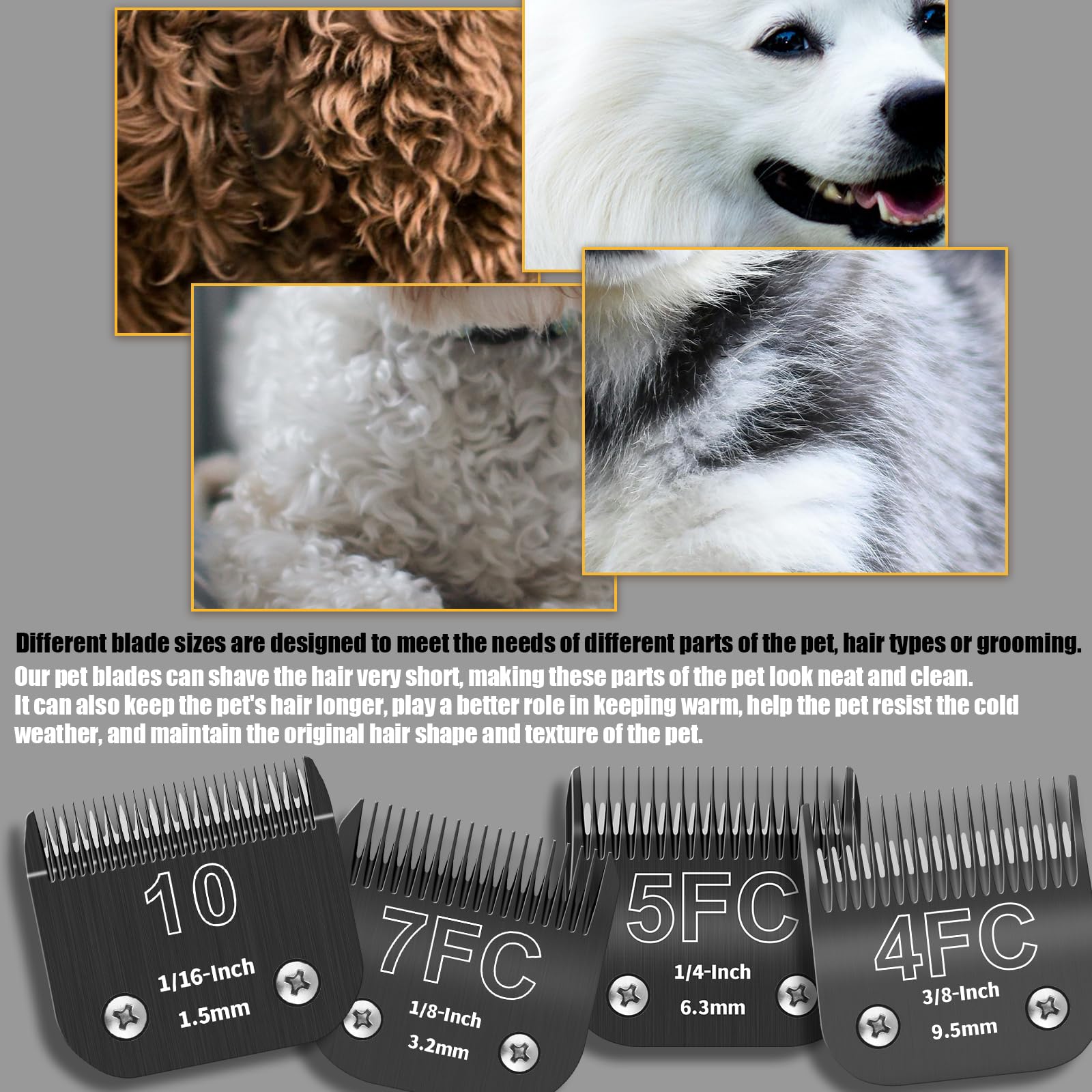 Yaziyir 4 Pack Detachable Dog Grooming Steel Blades With Blade Case Holder,Compatible With Andis,Oster A5,Wahl Km-10 Series,Cutt
