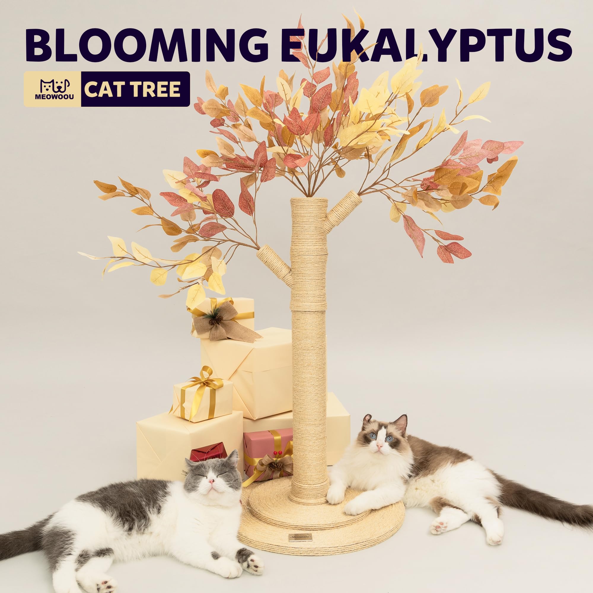 Cat Scratching Post 41.7' Tall Scratching Post For Indoor Cats Cat Scratcher Cat Tree Wrapped Sisal Rope Large Cat Scratching Post Cute Cat Scratching