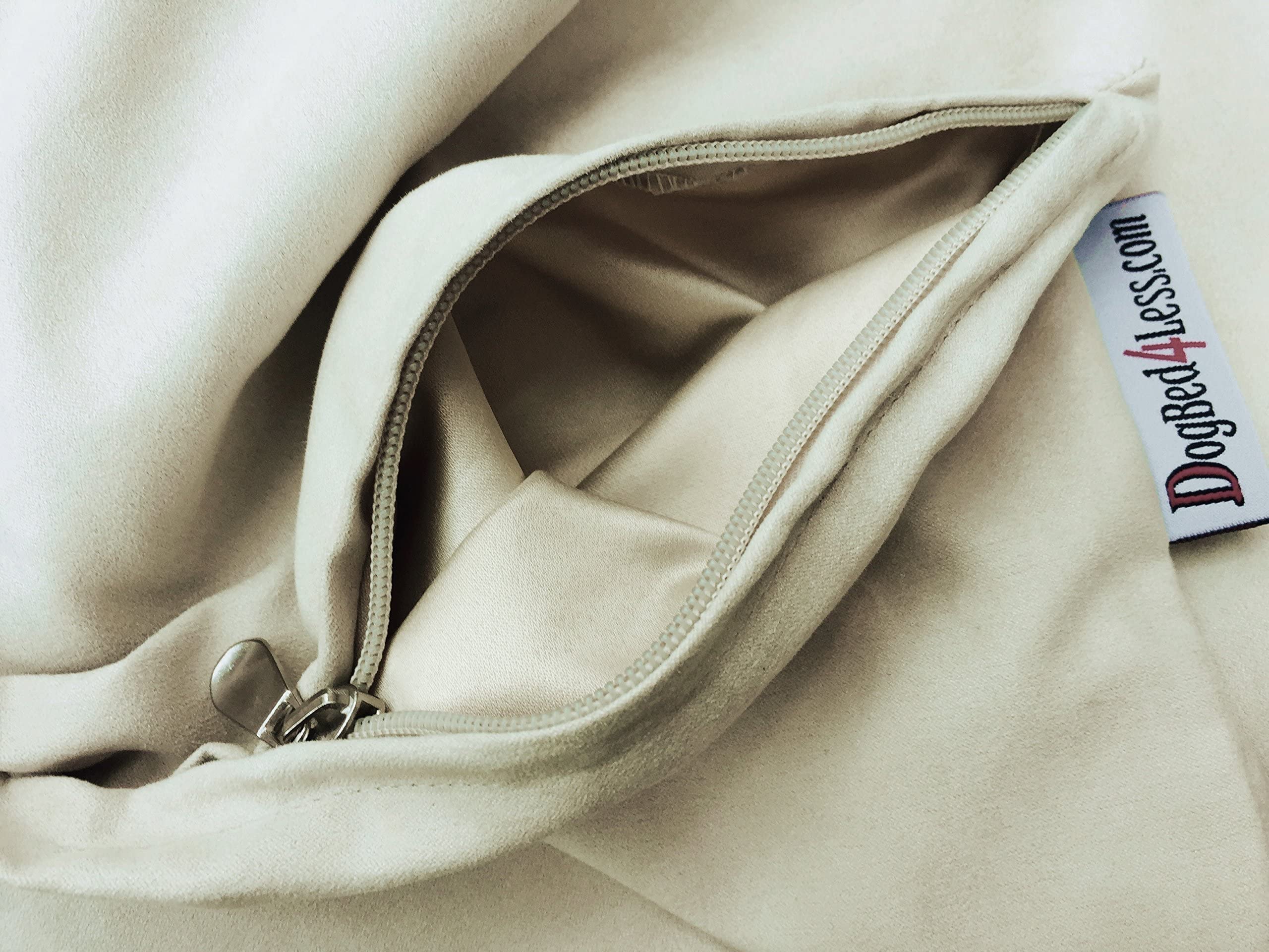 Dogbed4Less Gel Memory Foam Dog Bed For Medium Large Pet With Waterproof Internal Cover, Microsuede Khaki 34X27X3 Inches