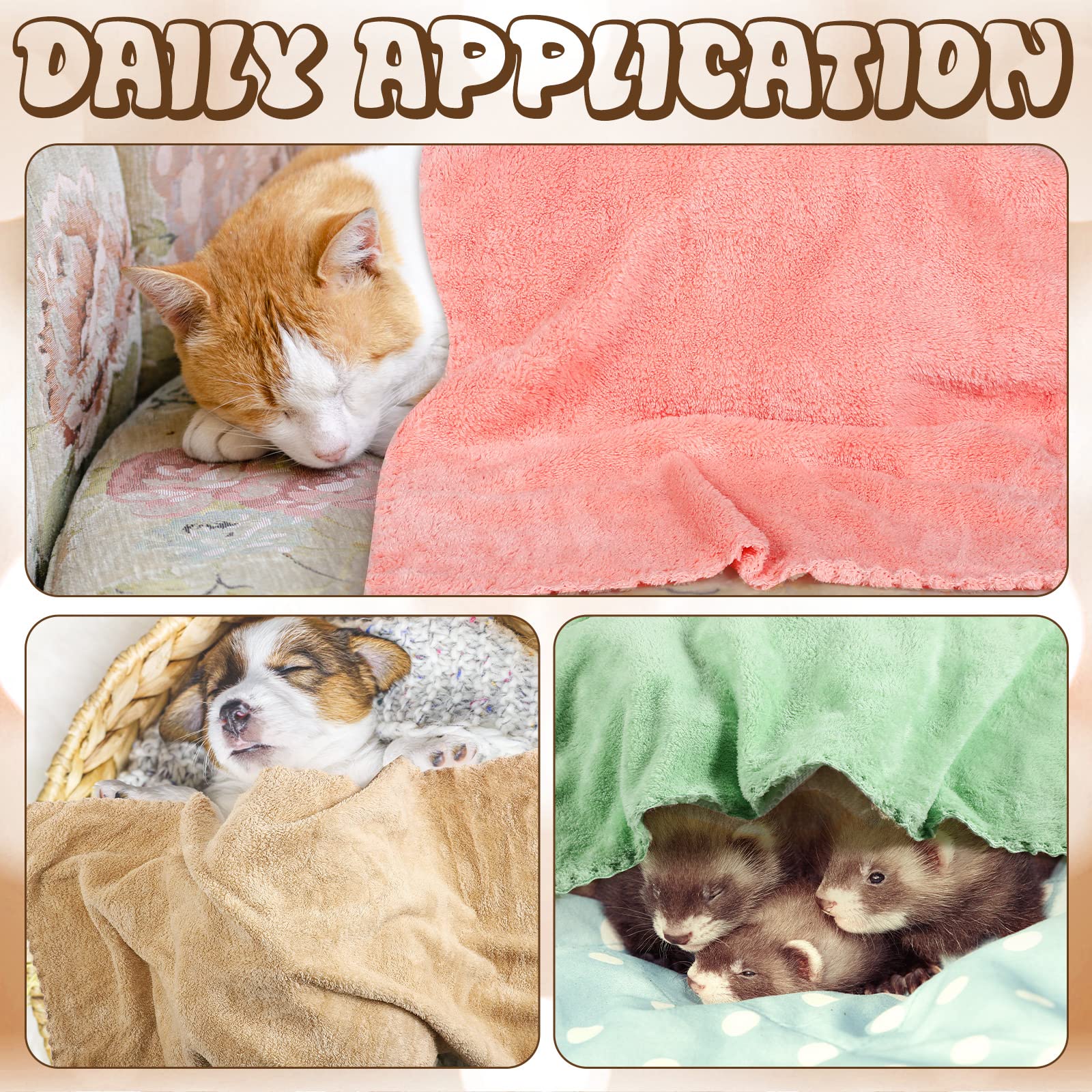 24 Pcs Guinea Pig Blankets Bunk Pet Microfiber Coral Fleece Cage Liners Absorbent Guinea Pig Bedding Soft Accessories Small Animal Bedding Mat Bathe Towels For Puppy Cat (13.8 X 29.5 Inches)