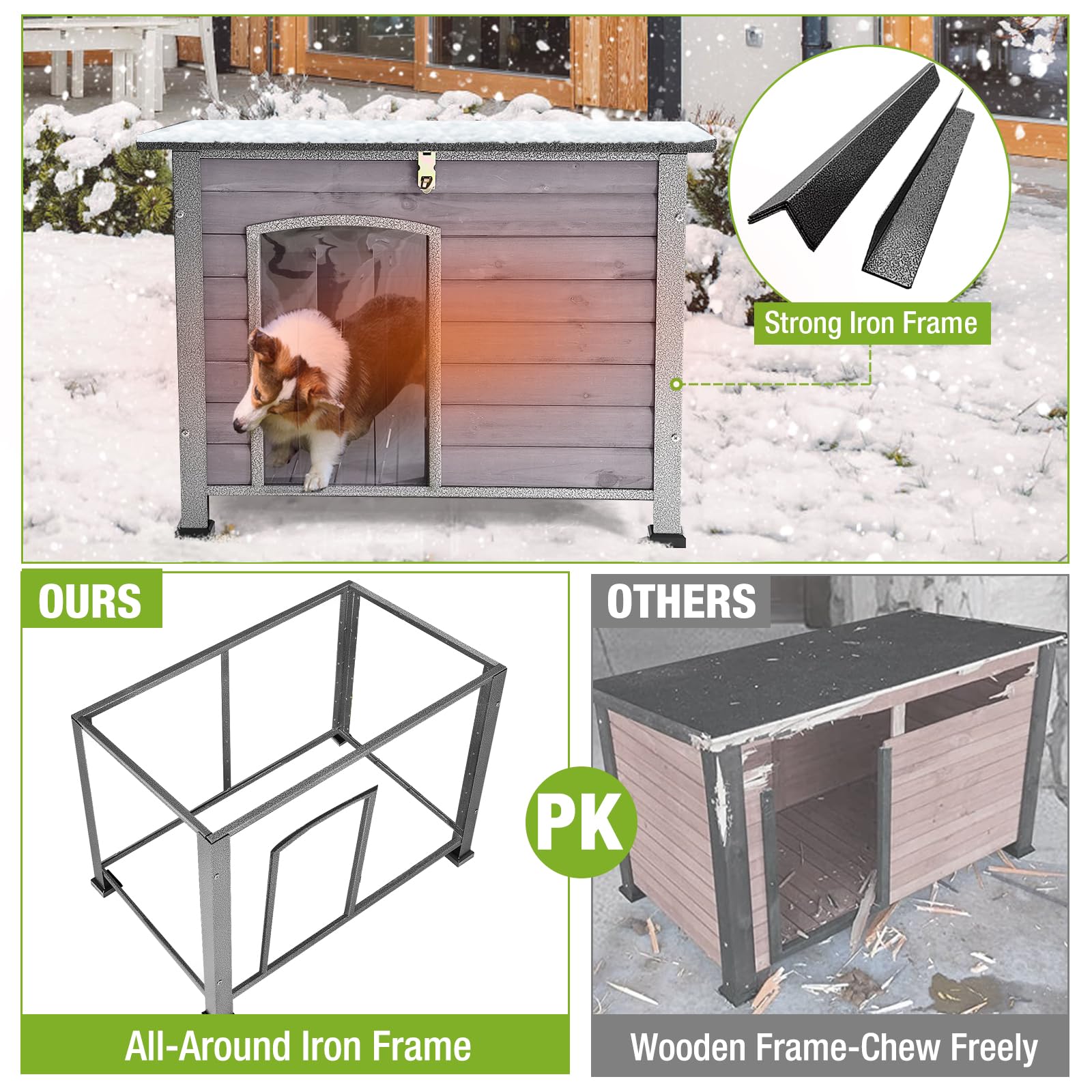 Outdoor Dog House Insulation Dog Kennle With Liner For Winter,Waterproof Dog Cage,Outside & Indoor Use