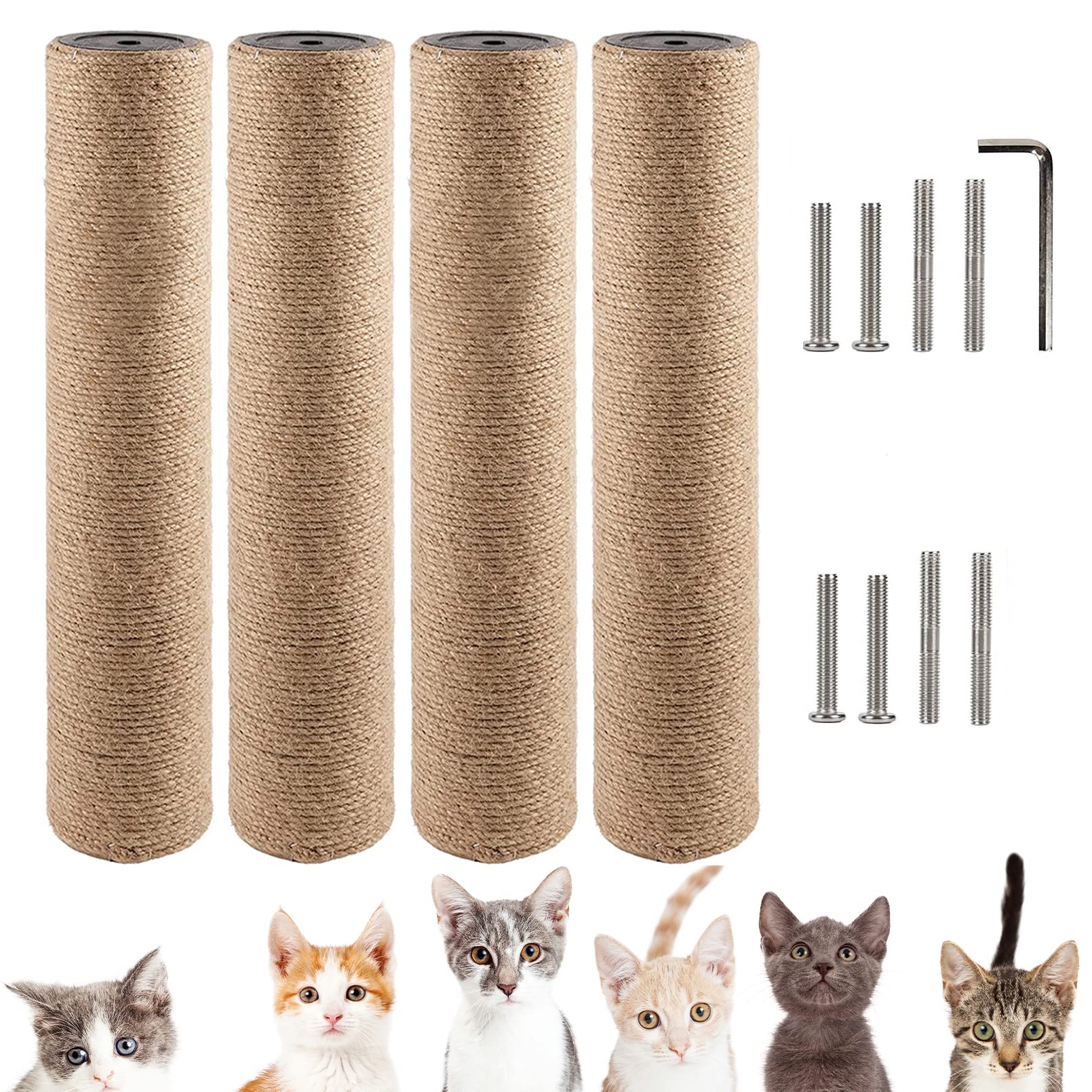 Vcepjh 4Pcs Cat Scratching Post Replacement For Indoor Cats 15.7In Cat Scratch Post Refill Pole Parts Jute Rope Cat Furniture Pr