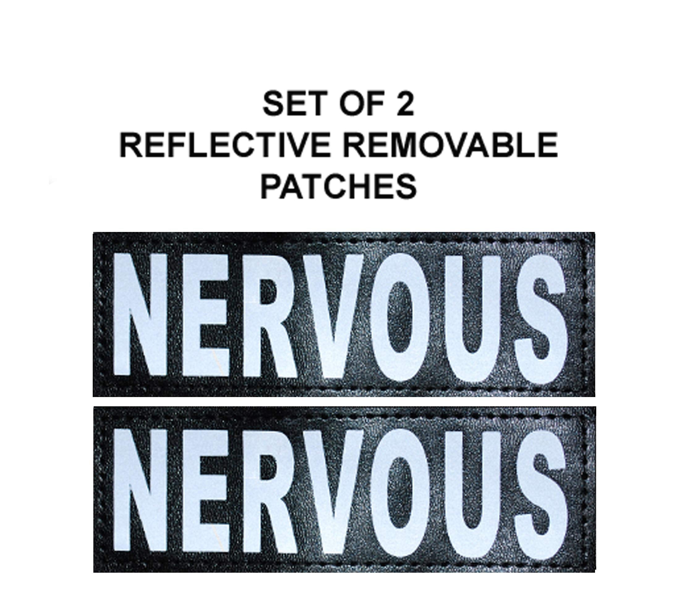 Doggie Stylz Set Of 2 Reflective Nervous Removable Patches With Hook Backing For Working Dog Harnesses & Vests. Durable And Interchangeable - Comes In 3 Sizes Small, Medium And Large