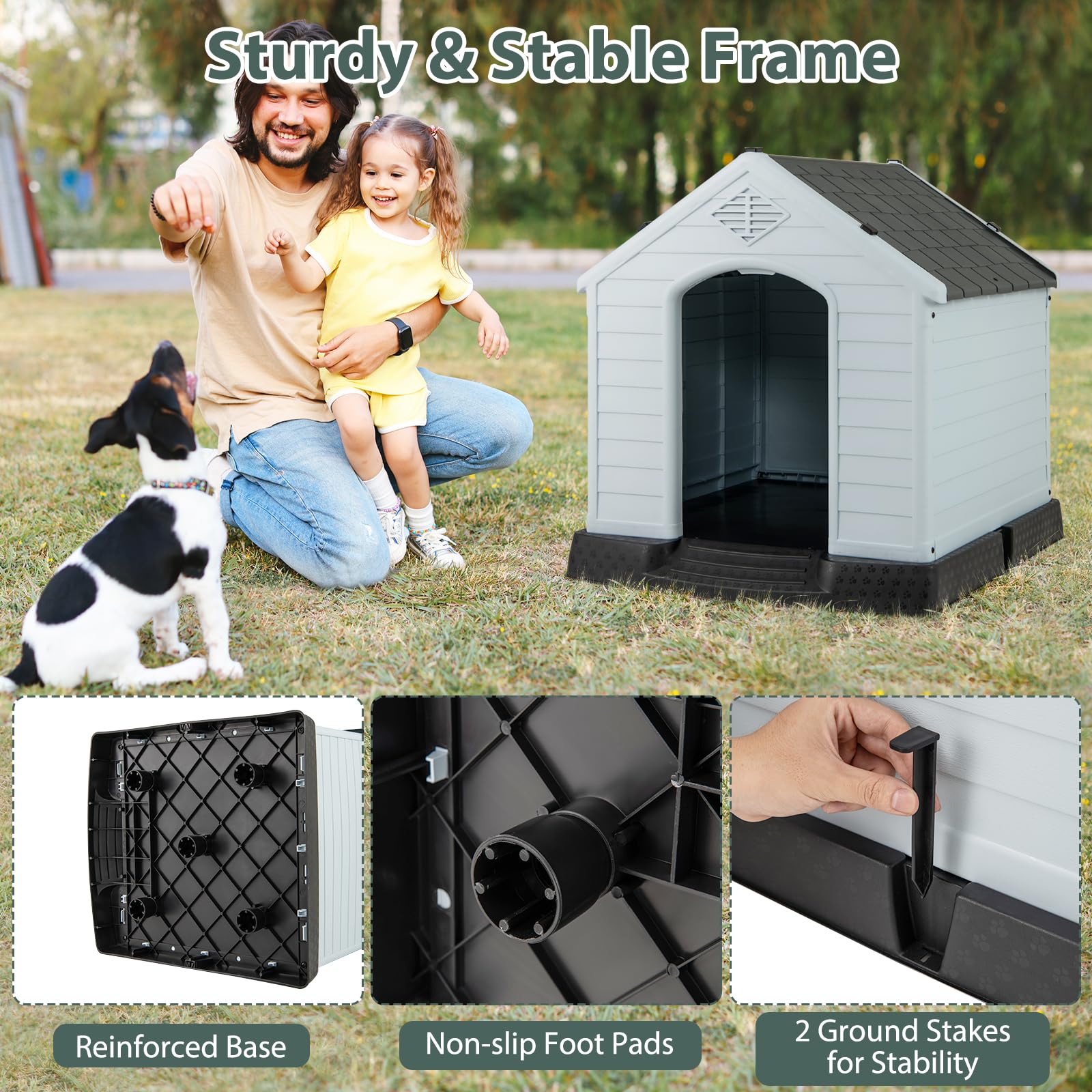 Giantex Dog House For Small Dogs, Waterproof Plastic Dog Houses With Air Vents And Elevated Floor, Easy To Assemble, Outdoor Cat