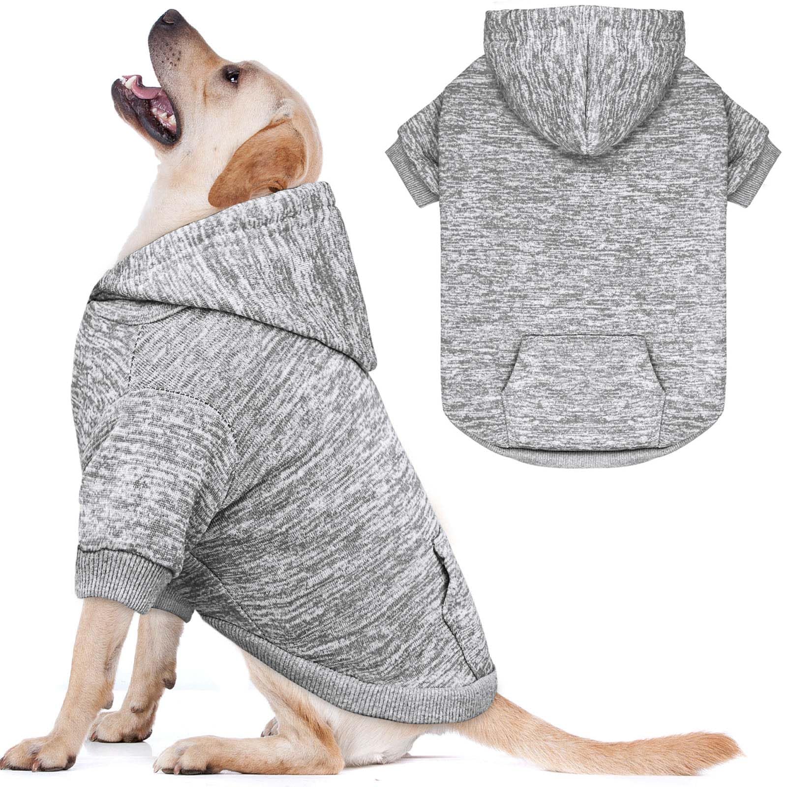 Dog Sweaters For Large Dogs Dog Hoodie Fleece Dog Sweater Soft Dog Clothes Sweatshirt With Pocket Dog Hoodie For Large Dogs(Grey