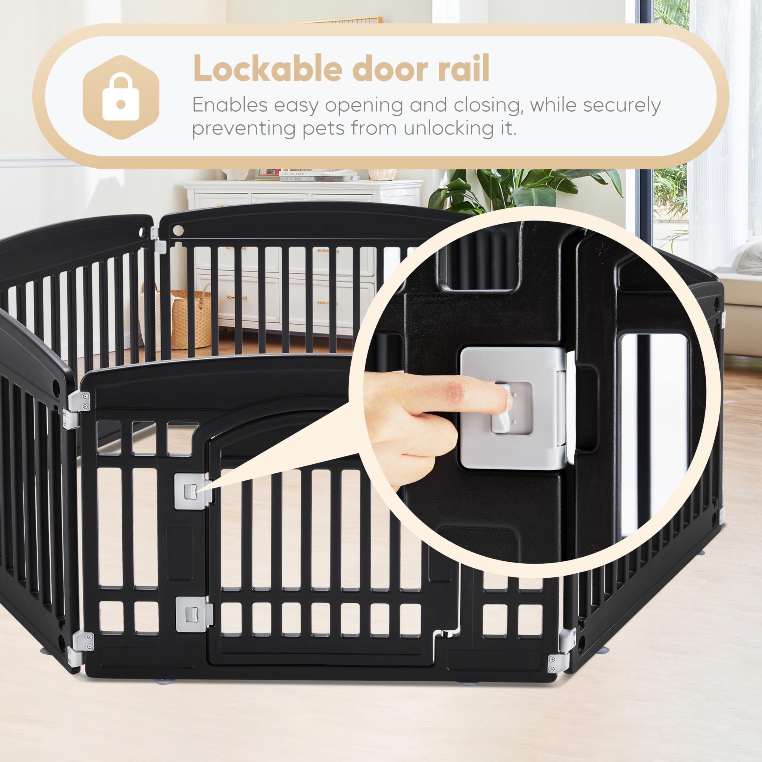 Simple Deluxe Plastic Dog Playpen, 24 Exercise 6-Panel Pet Playpen With Door, Safe And Secure, Folding And Portable Puppy Play