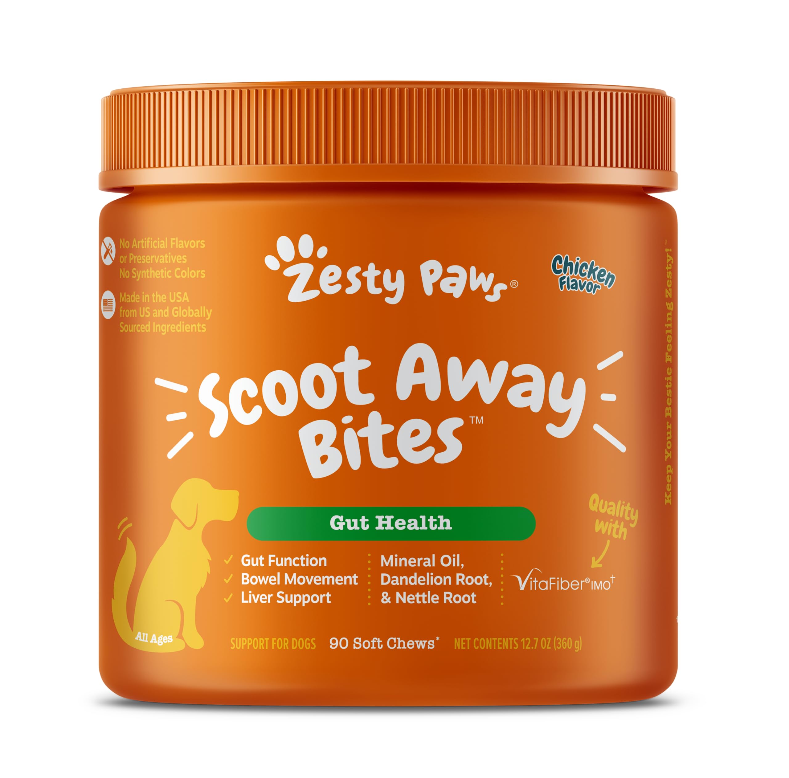 Zesty Paws Scoot Away Soft Chews - Healthy Bowel Function with Bromelain, Vita Fiber for Dogs, & Dandelion Root for Dog Digestiv