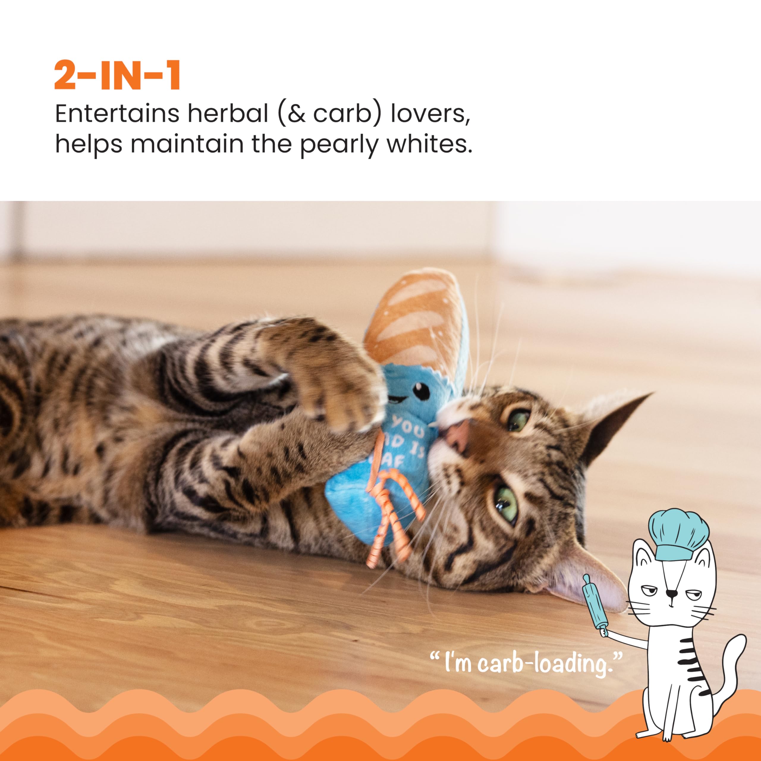 Catstages Loaf Kicker Catnip Toy And Dental Toy For Cats Bread Themed Funny Catnip Stuffed Kicker Toy, Tan