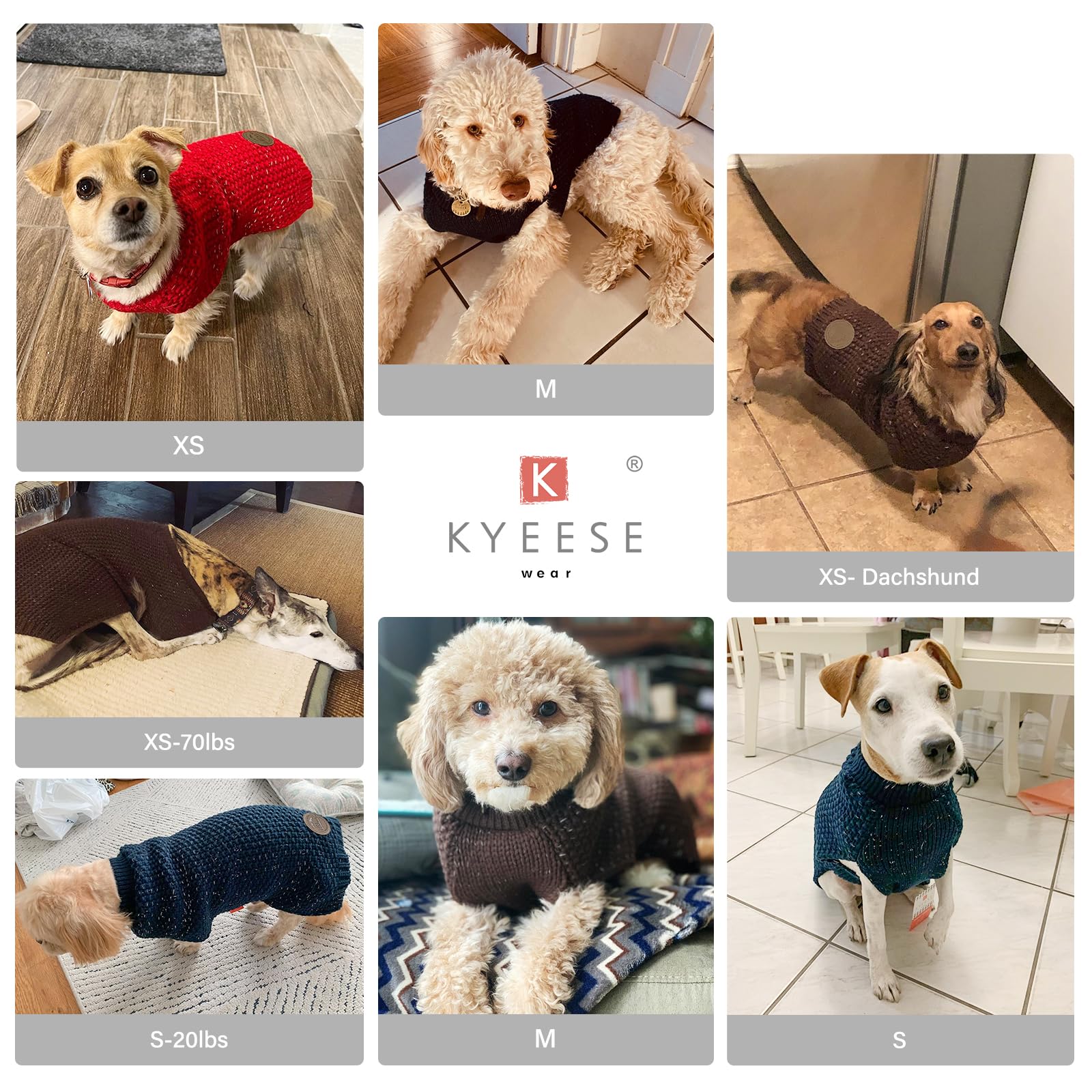 Kyeese Dog Sweater Classic Dog Clothes Comfy Pet Coats With Leash Hole Stretchy Clothes Medium Size Pet Warm Coats For Medium Do