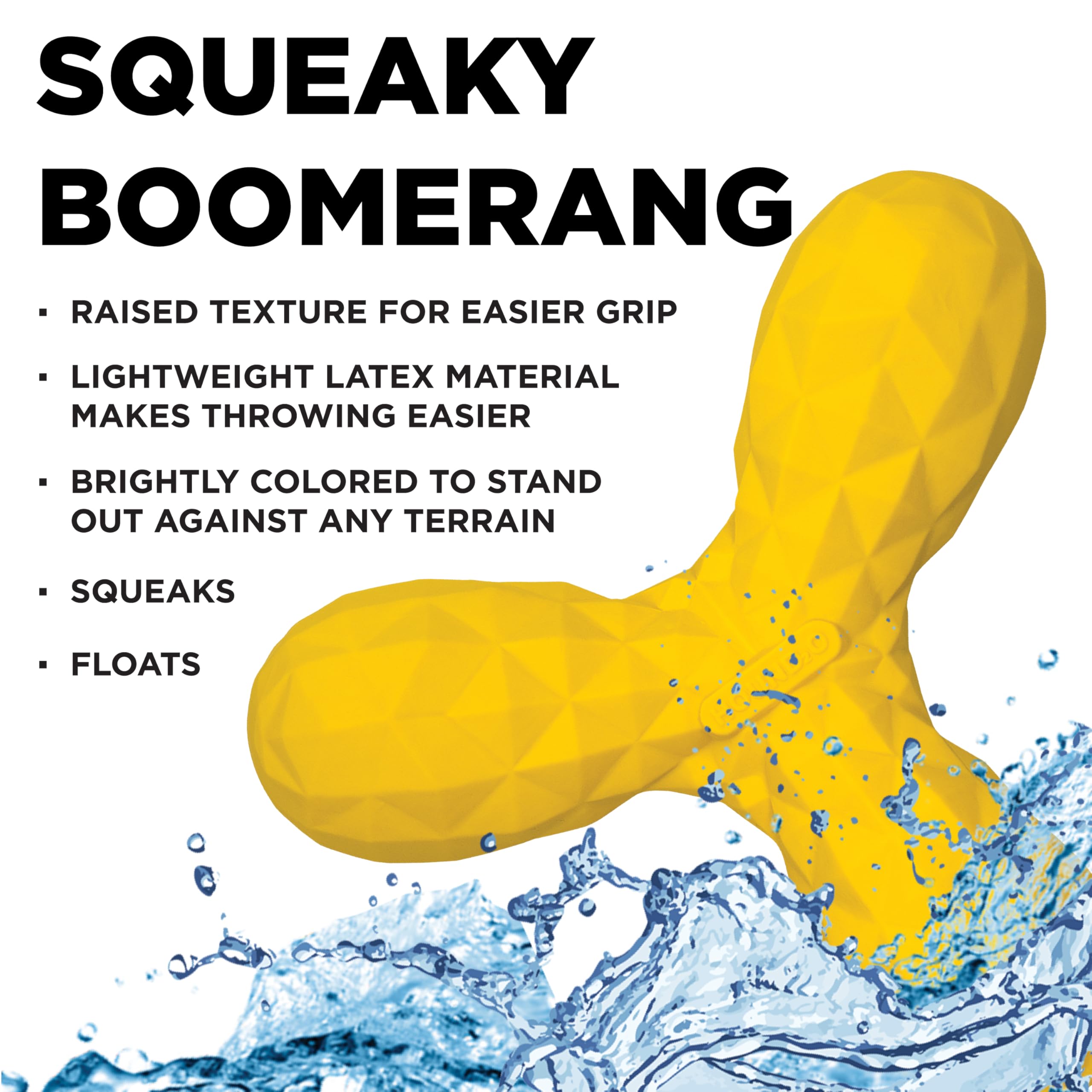 Hound2O Outdoor Dog Toys | Squeaky Boomerang Chew Toy For Dogs | Bright Yellow Color For Interactive Play | Durable Toy Made Fro