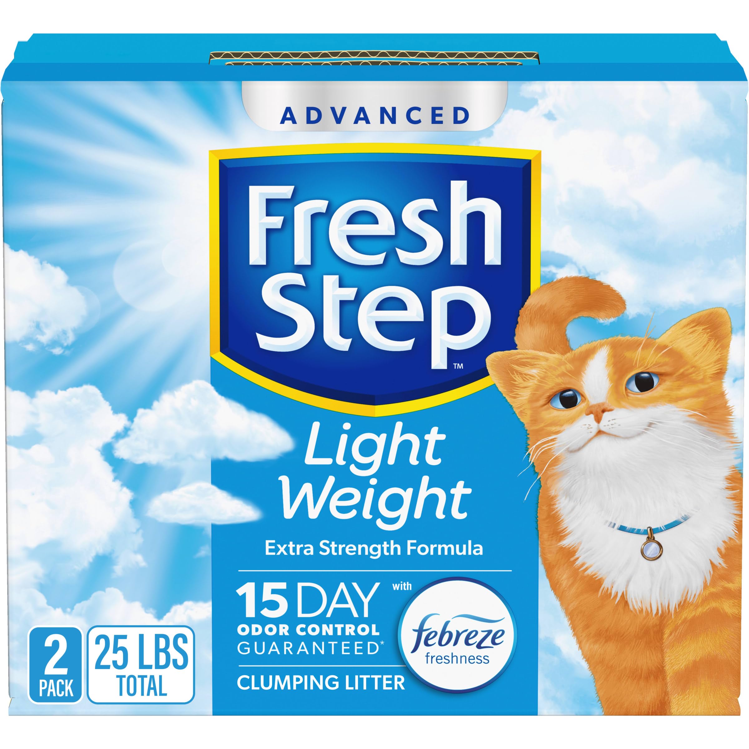 Fresh Step Light Weight Advanced Extreme Cat Litter With Febreze Freshness, Extra Strength Formula Clumping Litter, 25 Lbs. (2 X
