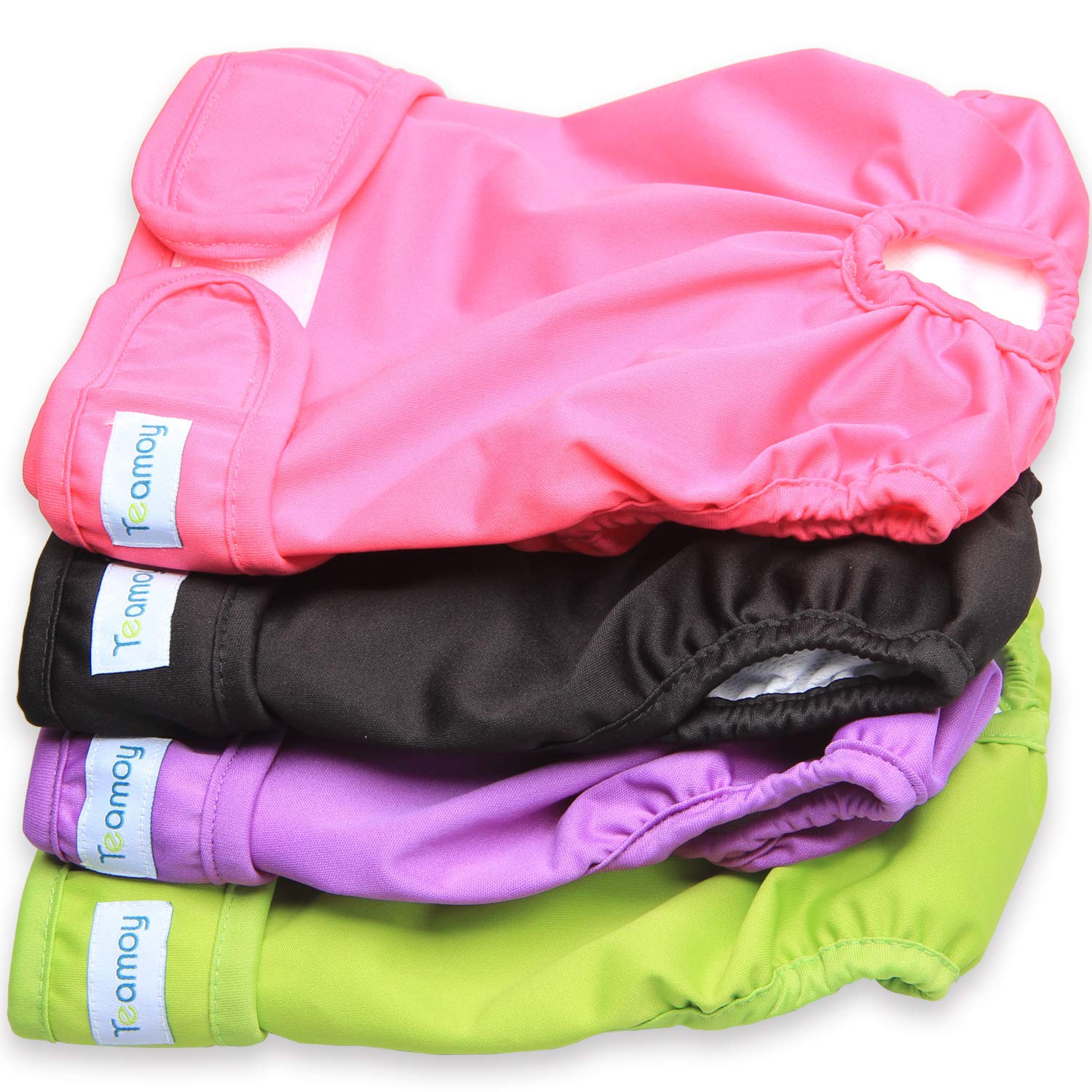 Teamoy 4pcs Washable Female Dog Diapers, Reusable Doggie Diaper Wraps for Female Dogs, Super-Absorbent and Comfortable, L2