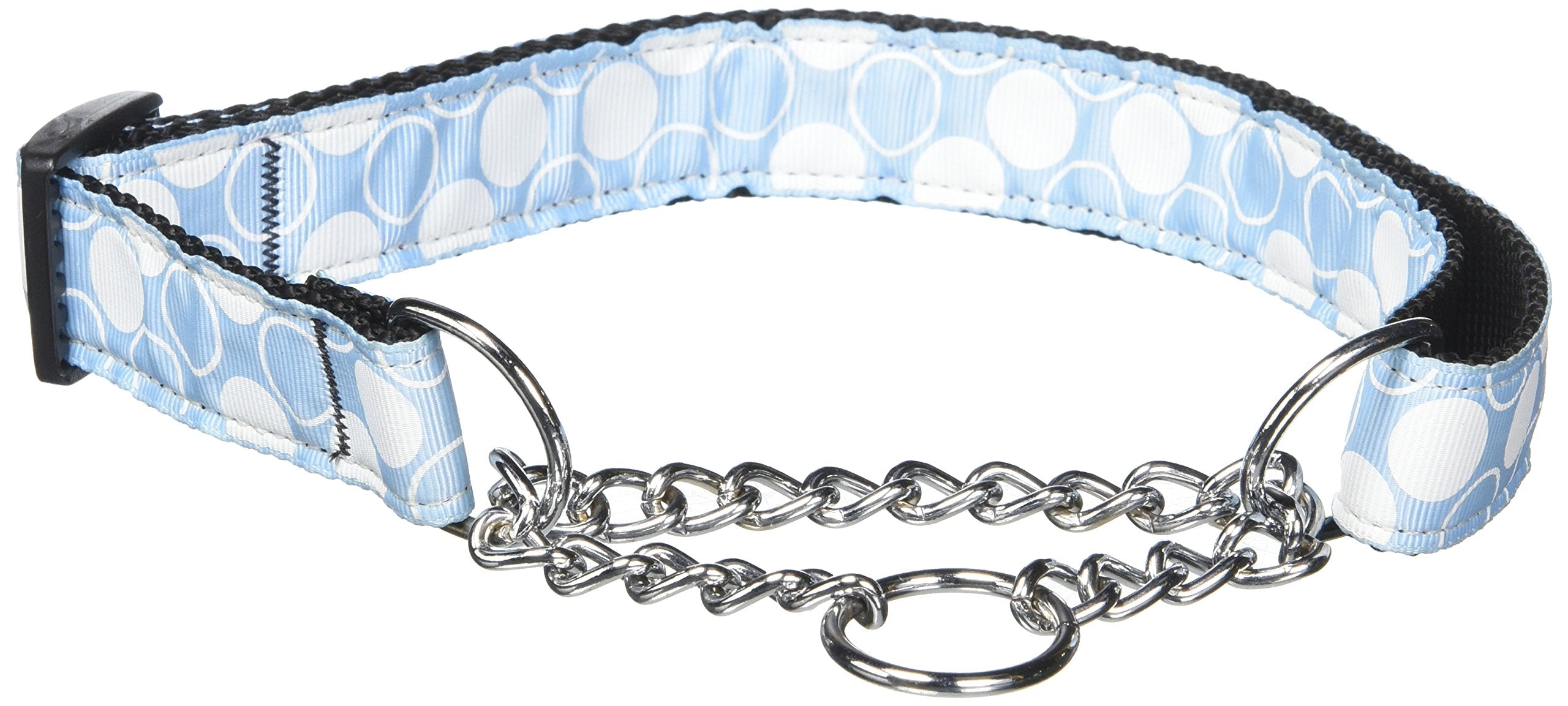 Mirage Pet Products Martingale Diagonal Dots Nylon Collar, Large, Baby Blue