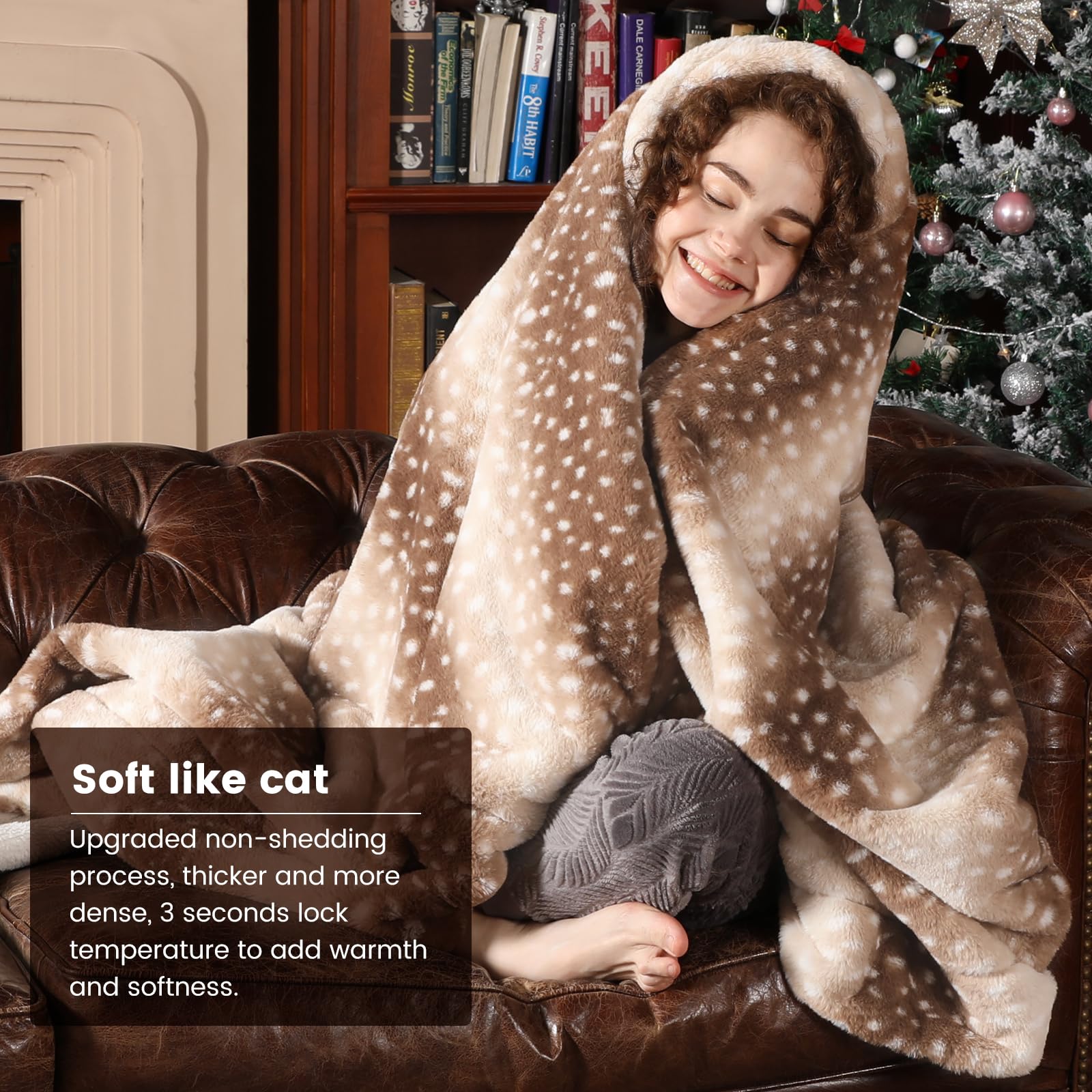 Cozy Kiss Soft Faux Fur Blanket For Woman Sofa Bed Couch, Liquid Pee Proof Throw For Large Dog Or Cat, Waterproof Pet Blanket, R