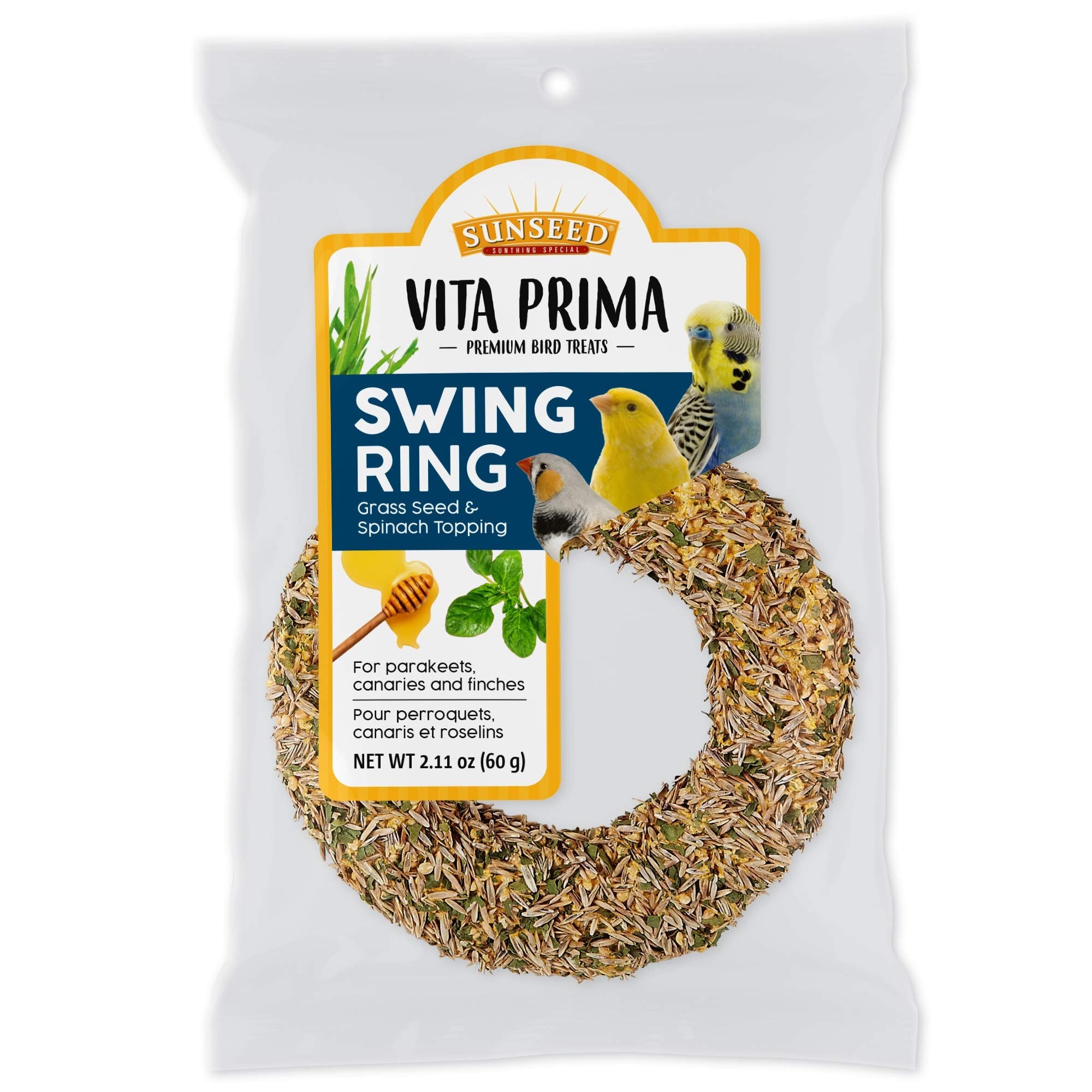 Sun Seed Swing Ring Grass Seed/Spinach Bird Treat, 2.11 Oz.
