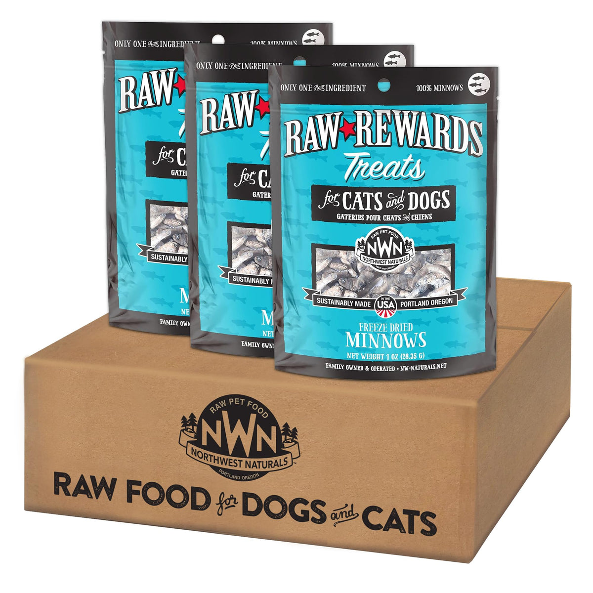 Northwest Naturals Raw Rewards Freeze-Dried Minnow Treats For Dogs And Cats - Bite-Sized Pieces - Healthy, 1 Ingredient, Human G