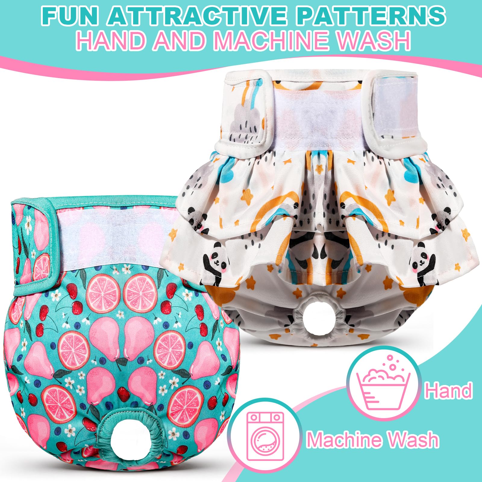 XPCARE Washable Female Dog Diapers, 2 Packs Reusable Doggie Diapers Absorbent Dog Diapers Female Leak-Proof Puppy Diapers Female