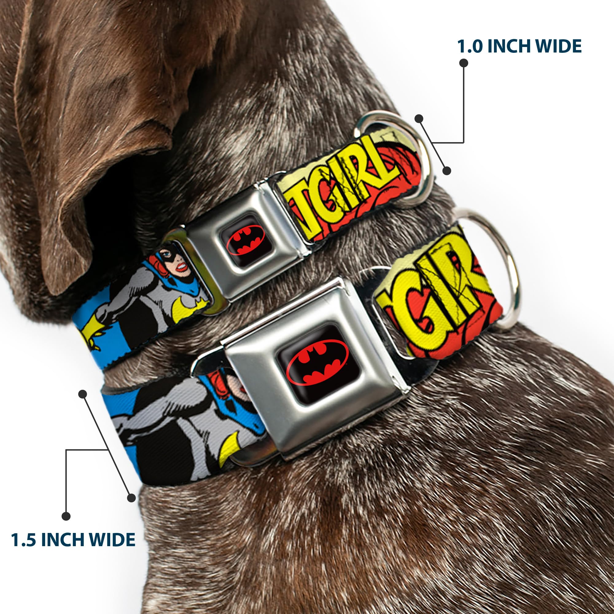 Buckle-Down Seatbelt Buckle Dog Collar - Batgirl In Action W/Face Close-Up - 1' Wide - Fits 11-17' Neck - Medium