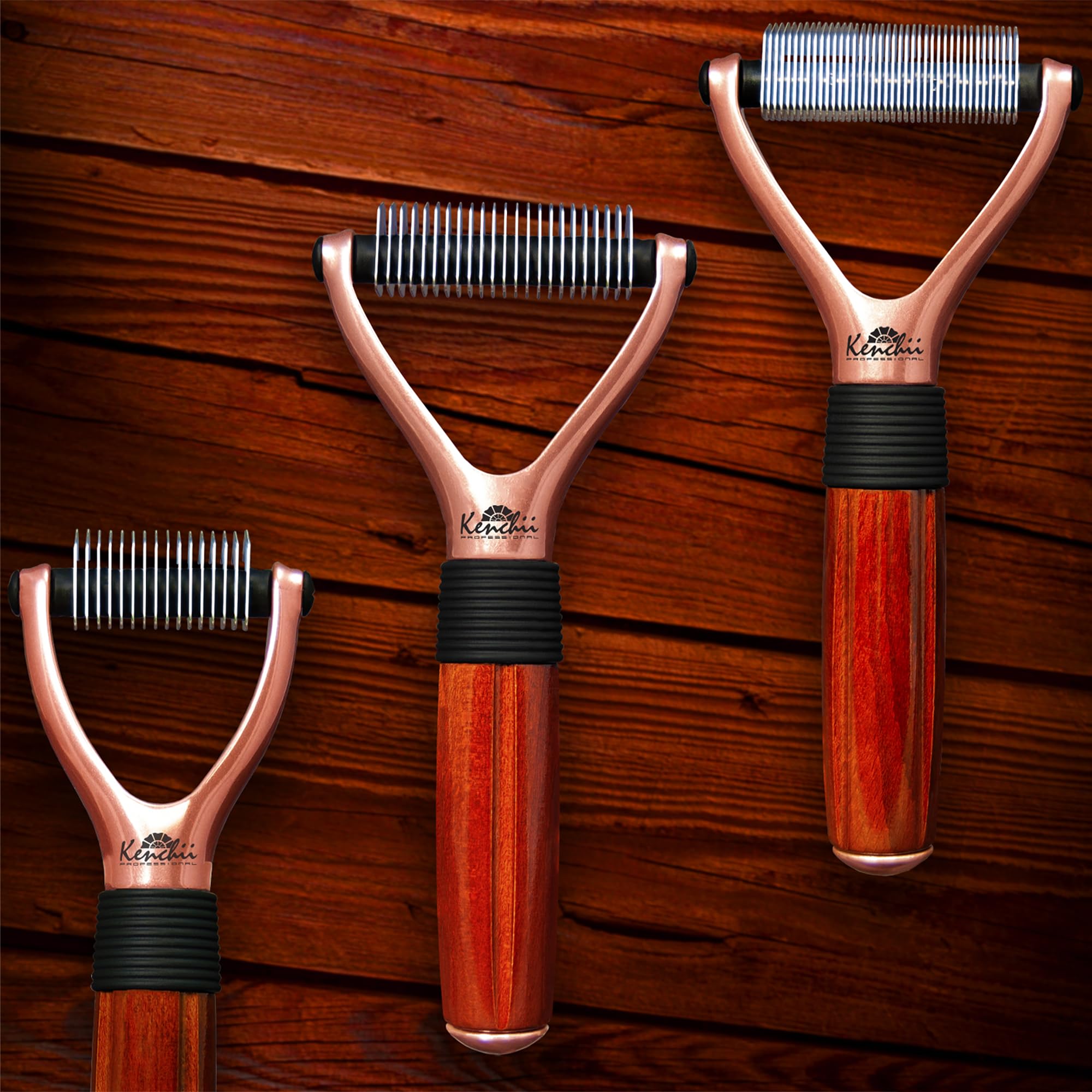 Kenchii Luxury Pet Grooming Rake - Enhance Your Pet'S Coat With Precision - Dematting Undercoat Rake For Dogs, Cats - Dog Brush For Shedding