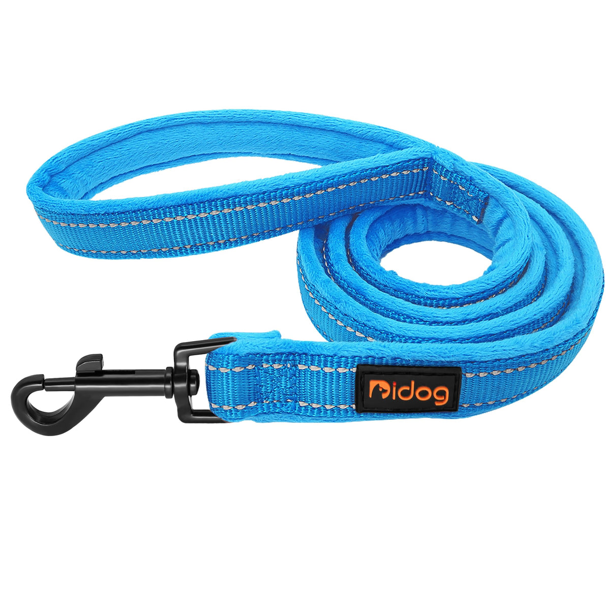 Didog Dog Walking Leashes 4 Ft Long With Soft Warm Flannel Padded Handle, Reflective Dog Leash Night Safety Fit Small Medium Dogs, Blue
