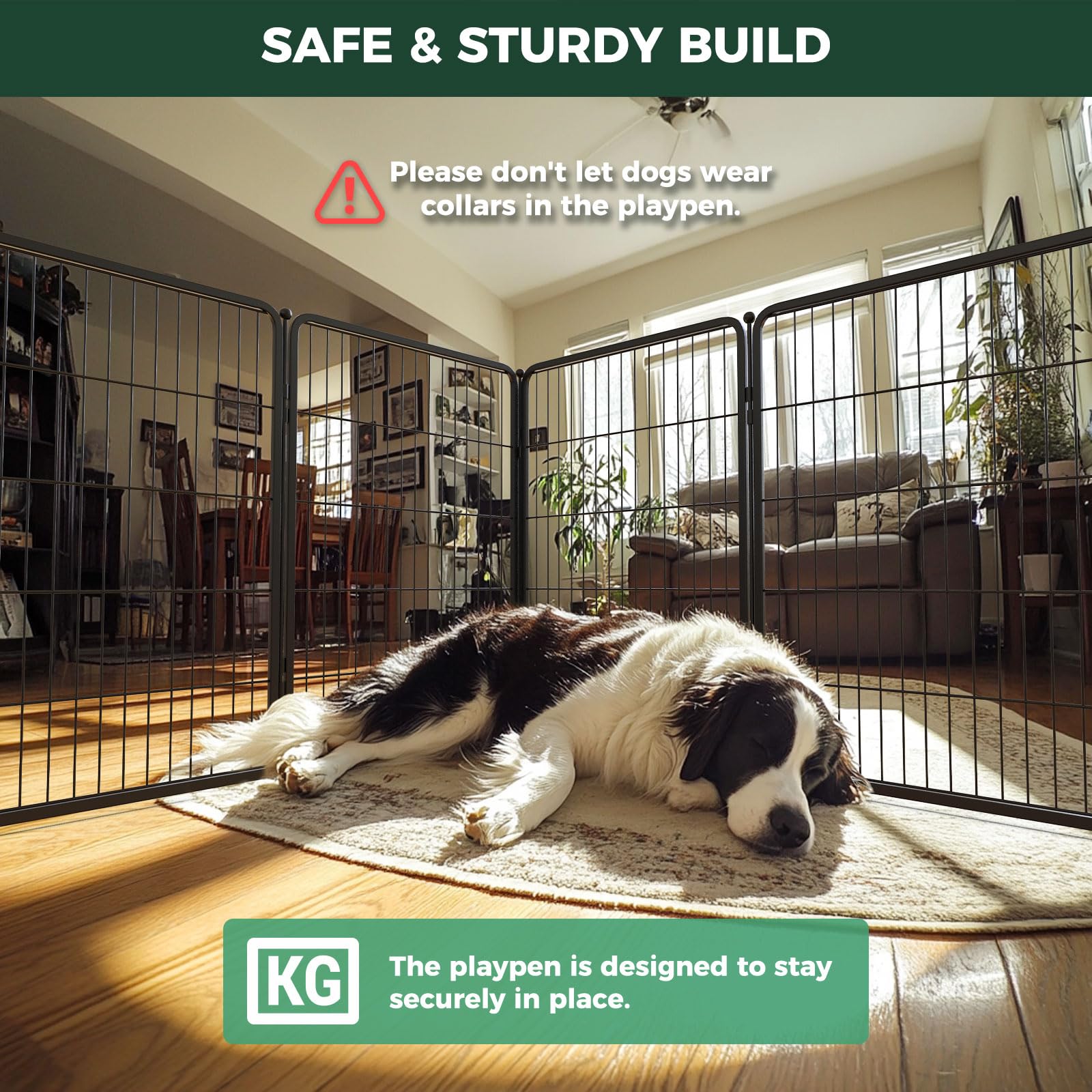 Fxw Homeplus Indoor Dog Playpen - Stress-Free And Safe Play, 40 Inch 6 Panels For Medium And Large Dogs, Black│Patented