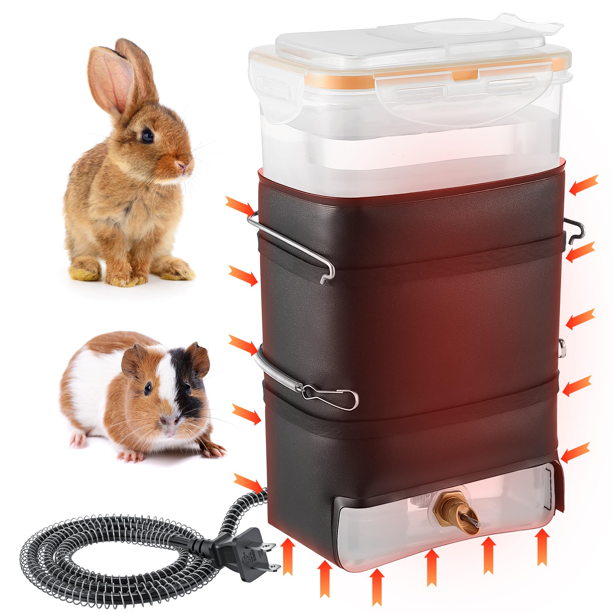 74 oz Heated Rabbit Water Bottle, Large Rabbit Water Dispenser No Drip, Bunny Bottle, Heated Small Animal Drinker for Pets, Rabb