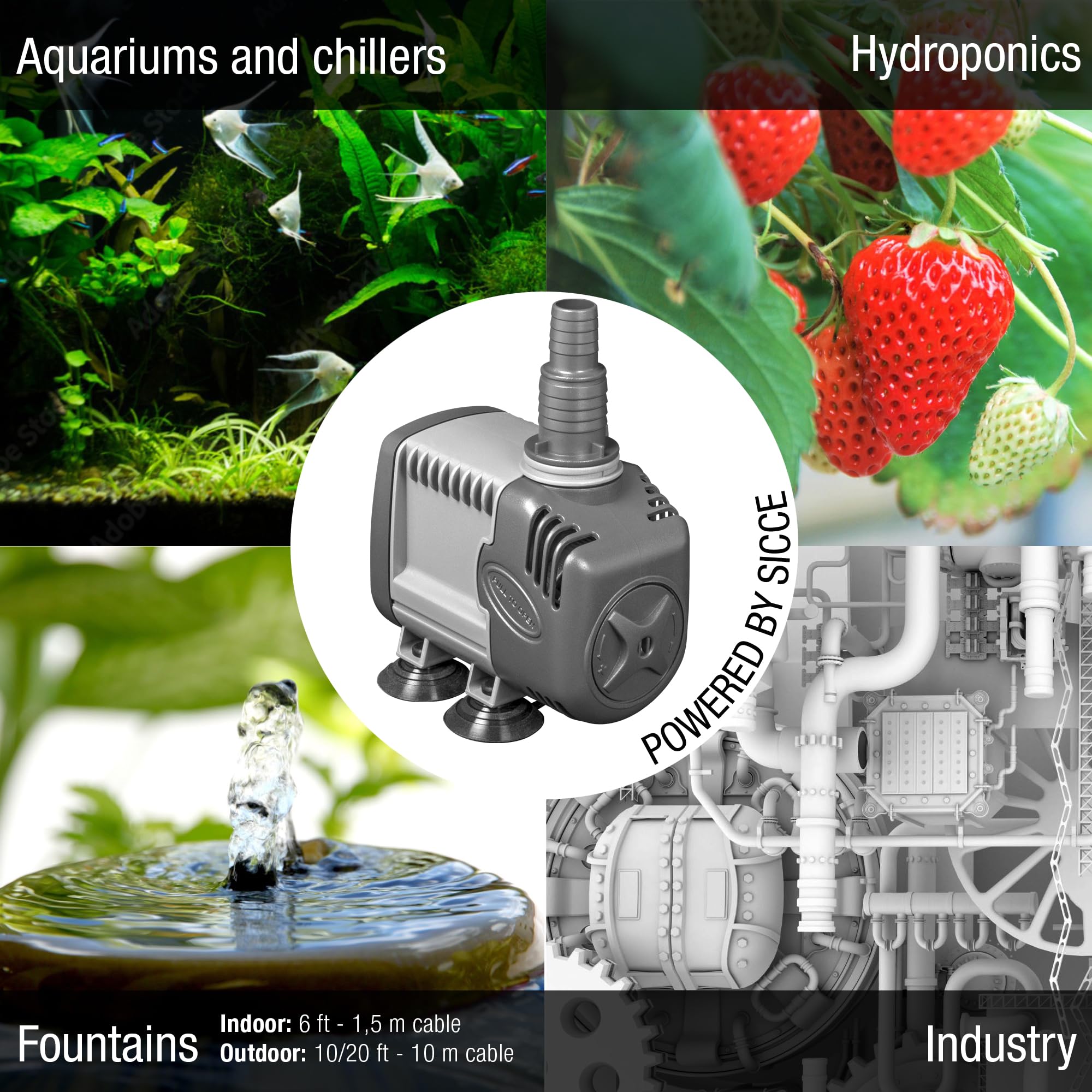 Sicce Syncra Silent 2.0 Multifunction 568 Gph Submersible Water Pump | Italian Made 35W Ultra Quiet Durable Aquarium Fish Tank, Fountain, Pond, Hydroponics, Terrarium Black | Freshwater & Saltwater