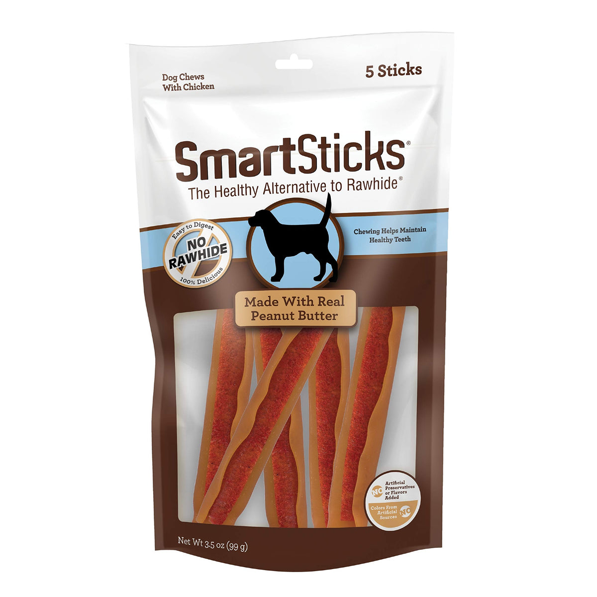 Smartbones Smartsticks, Treat Your Dog To A Rawhide-Free Chew Made With Real Peanut Butter, 5 Count