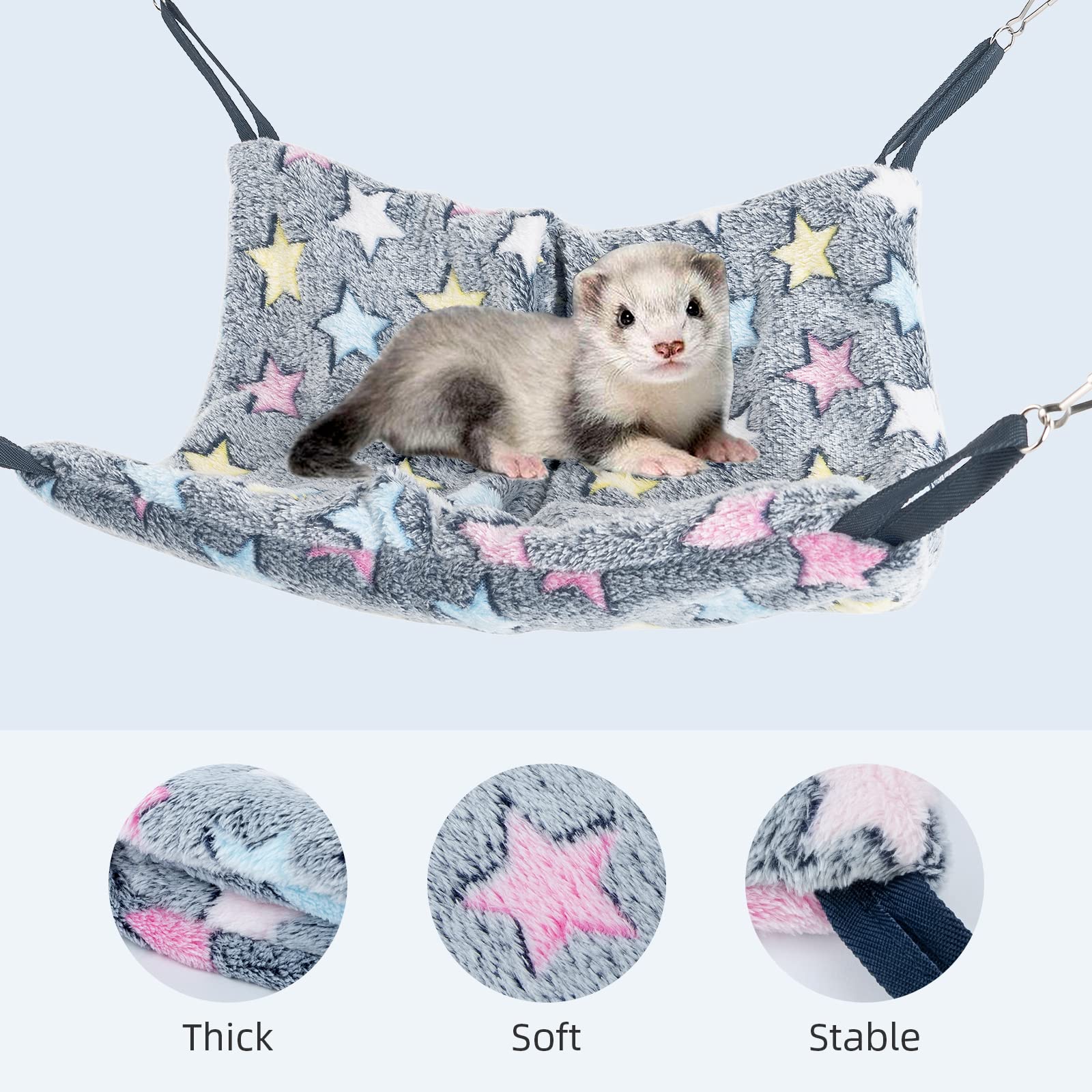 Niteangel Hanging Hammock Nap Sack Swing Bag Pet Sleeper For Ferret Rat Sugar Glider And Other Small Animals (Cream, Star)