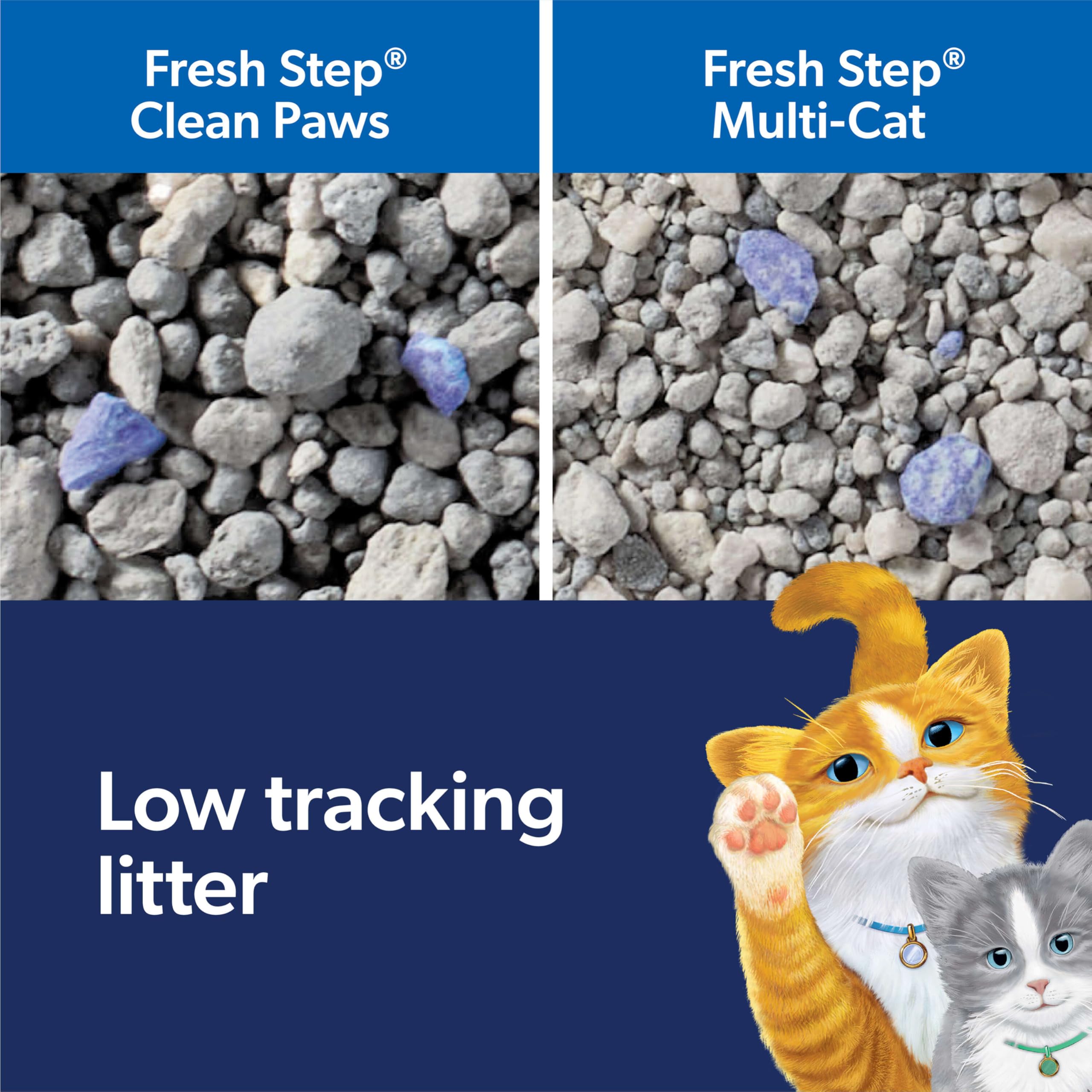 Fresh Step Clean Paws Cat Litter With Febreze Freshness, Multi-Cat Low-Tracking Clumping Litter With Guaranteed Odor Control, 22.5 Lb. Box