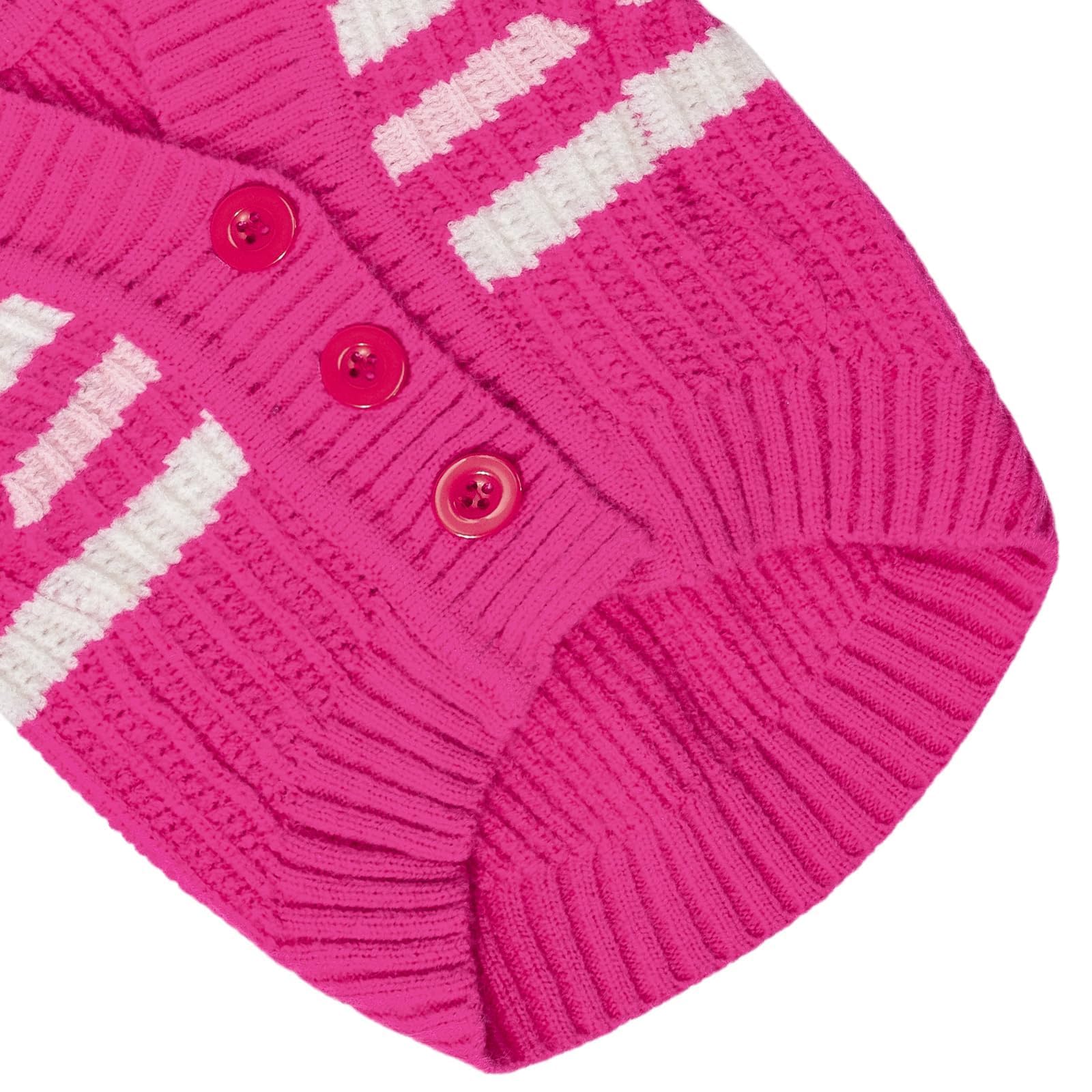 Cutebone Dog Striped Cardigan Sweater, Knitted Pink Dog Winter Clothes For Large Dogs Boy Girl, V-Neck Pet Cat Outfit, Large Siz