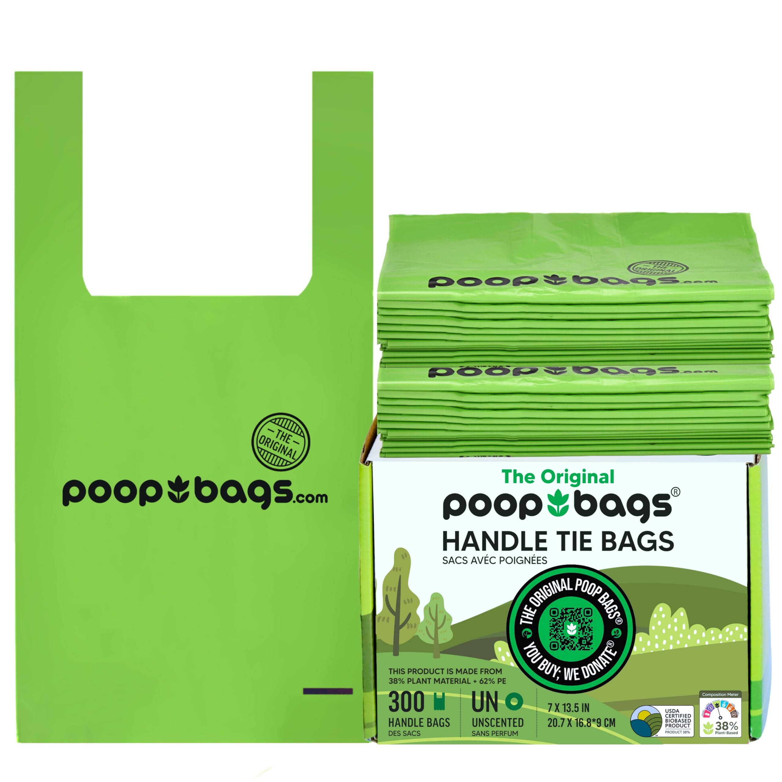 The Original Poop Bags Dog Poop Bags With Handles, 38% Plant-Based, Heavy-Duty & Leak-Proof Poop Bags For Dogs, 300 Count