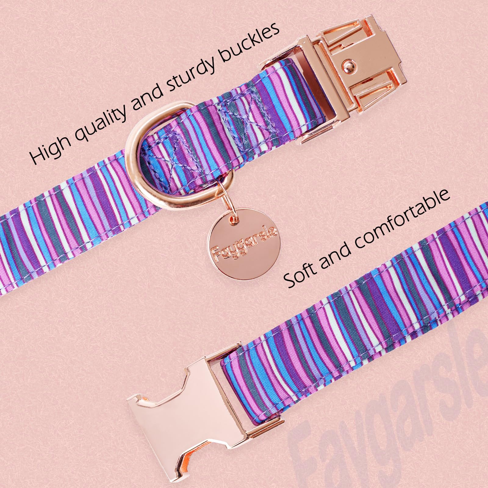 Faygarsle Colorful Striped Pattern Dog Collar For Small Medium Large Dogs Cute Puppy Collars For Female Dogs For Summer Spring W